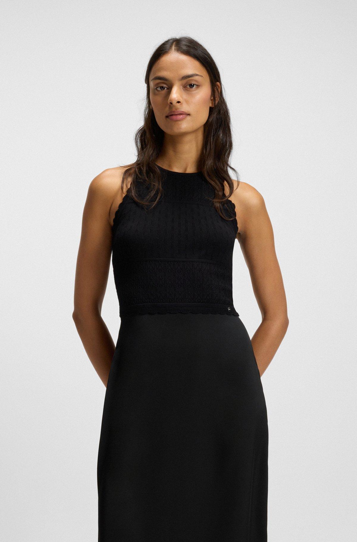 Knitted dress with contrast-fabric skirt Product Image