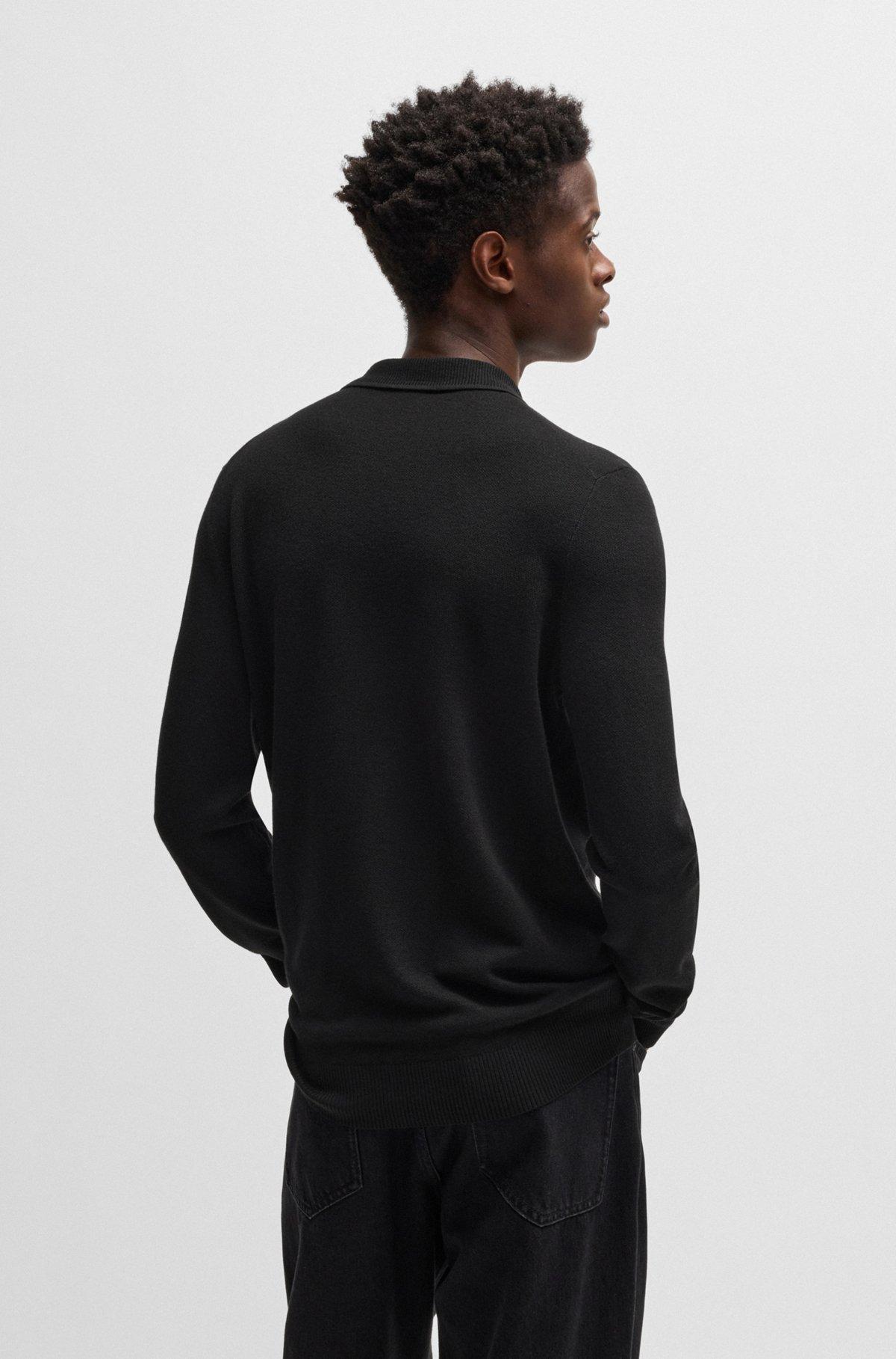 Zip-neck polo sweater with stacked logo Product Image