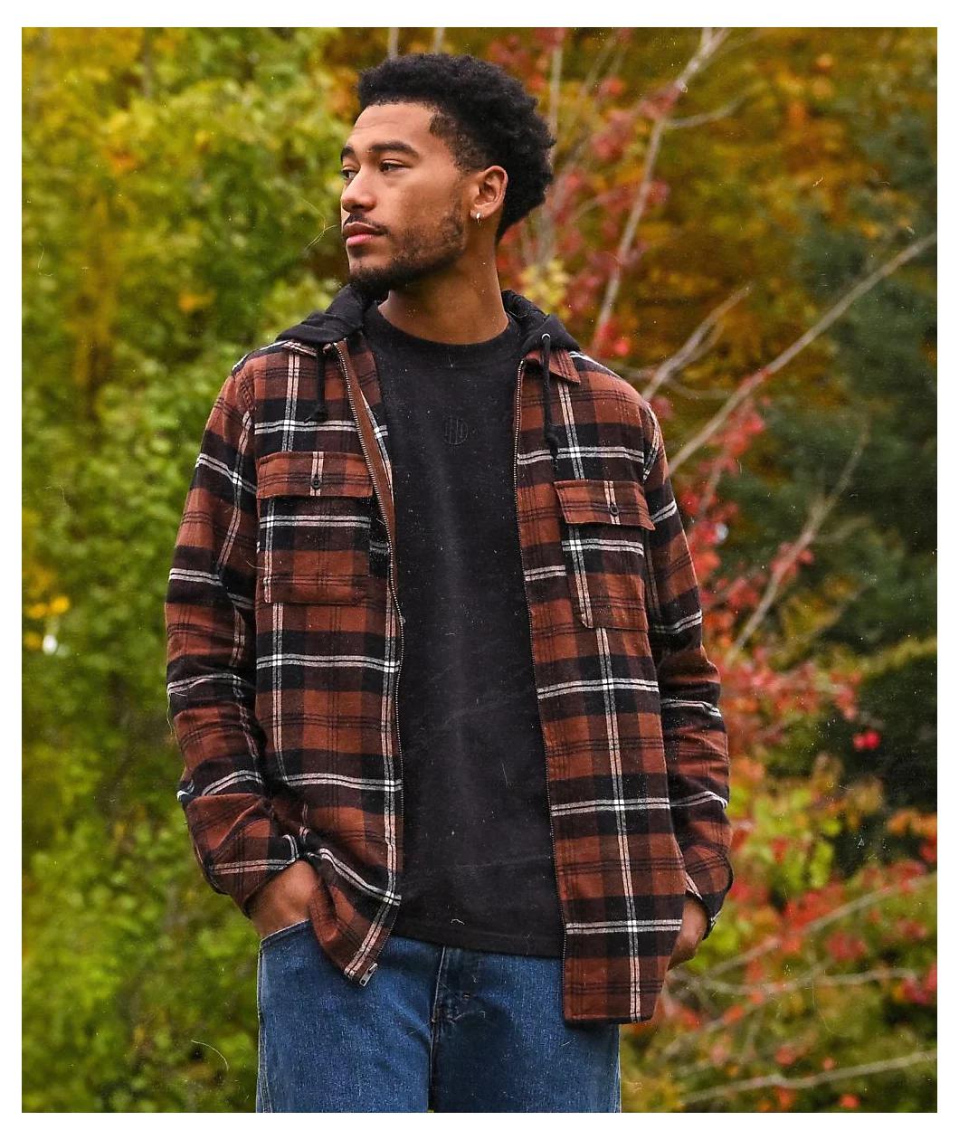 Empyre Chancer Brown Hooded Flannel Shirt  Product Image