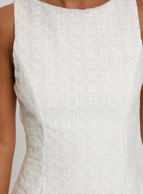 Pacie Broderie Mini Dress White Product Image