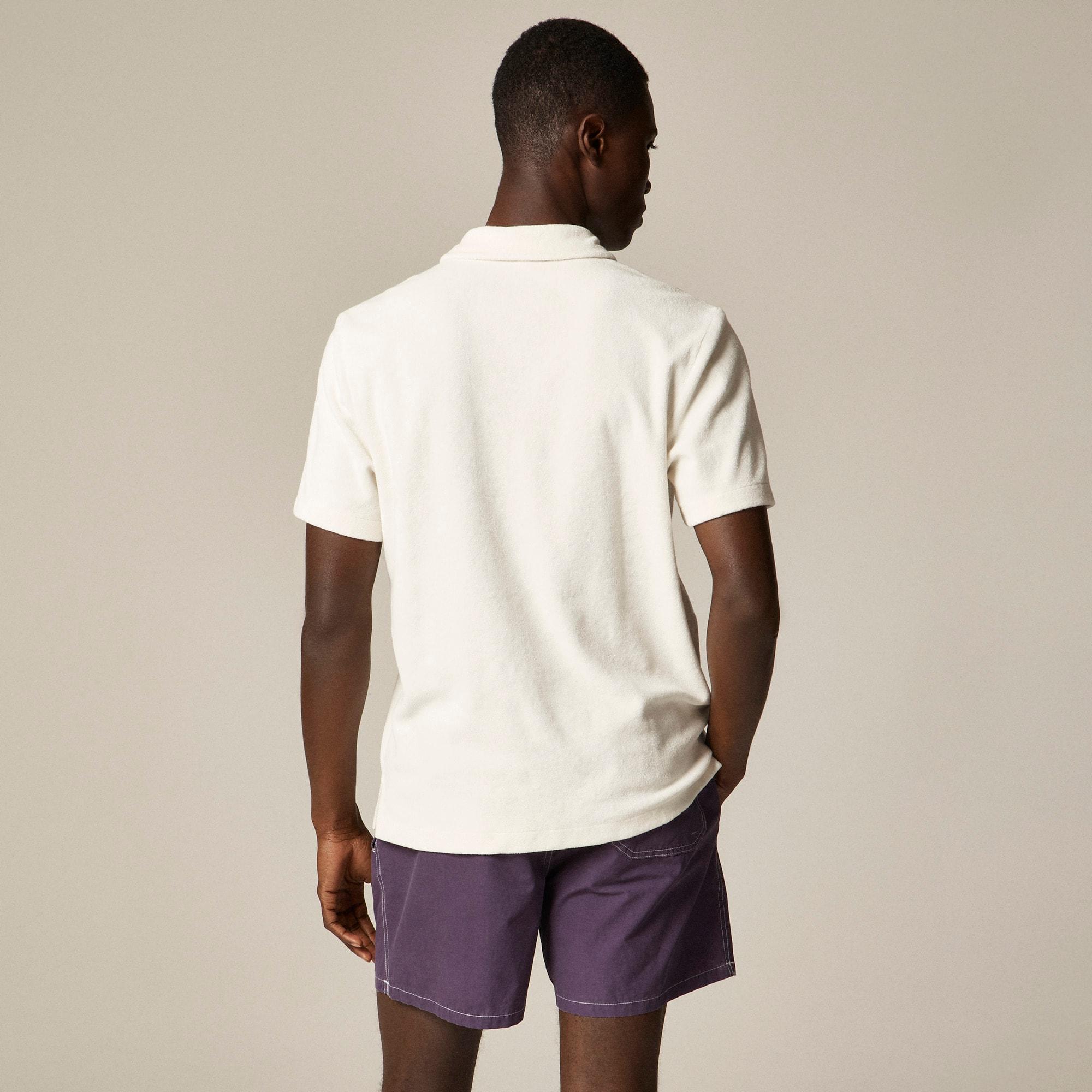 Terry cloth johnny-collar polo shirt Product Image