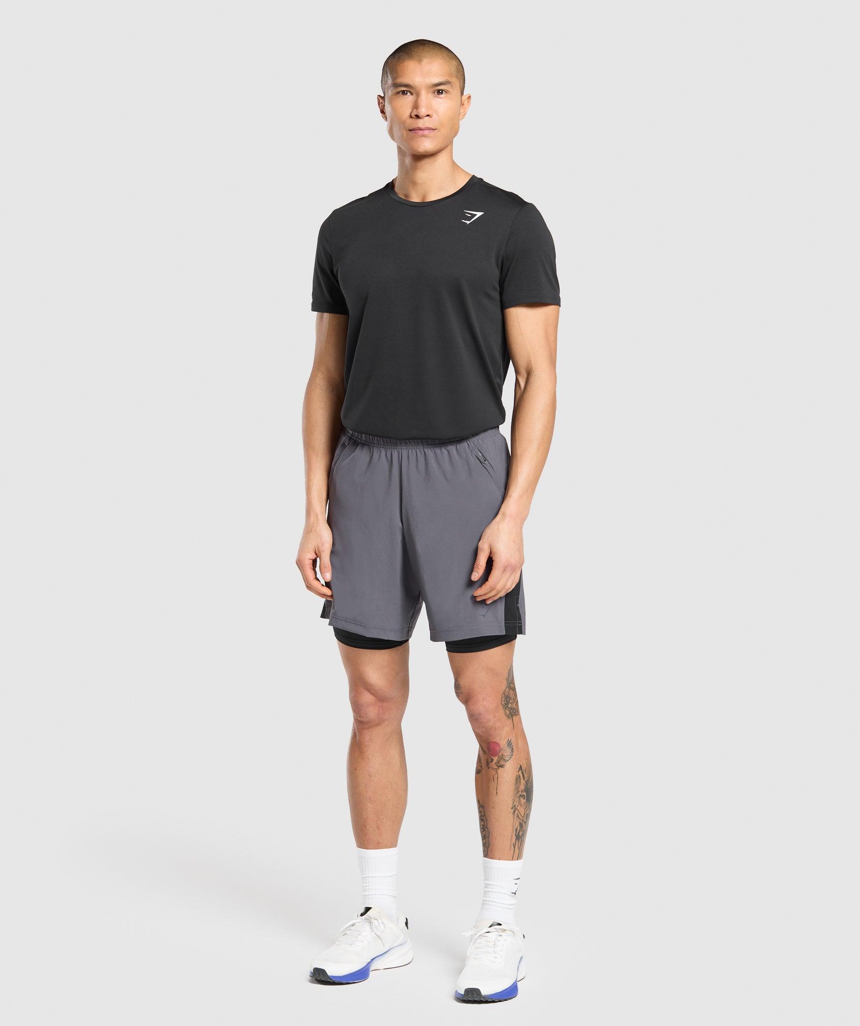Gymshark Sport 7" 2 in 1 Shorts - Dark Grey/Black Male Product Image