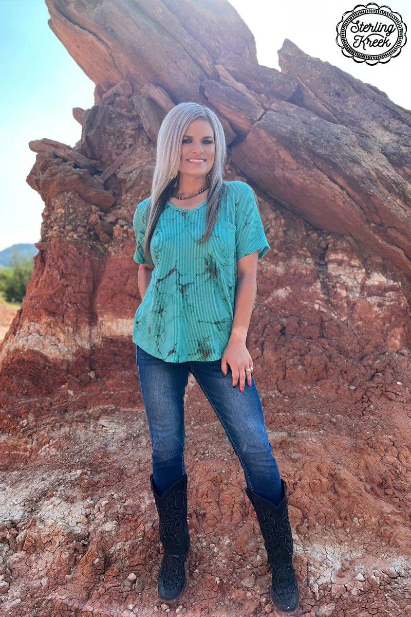 Sterling Kreek Turquoise Herd V-Neck Top Product Image
