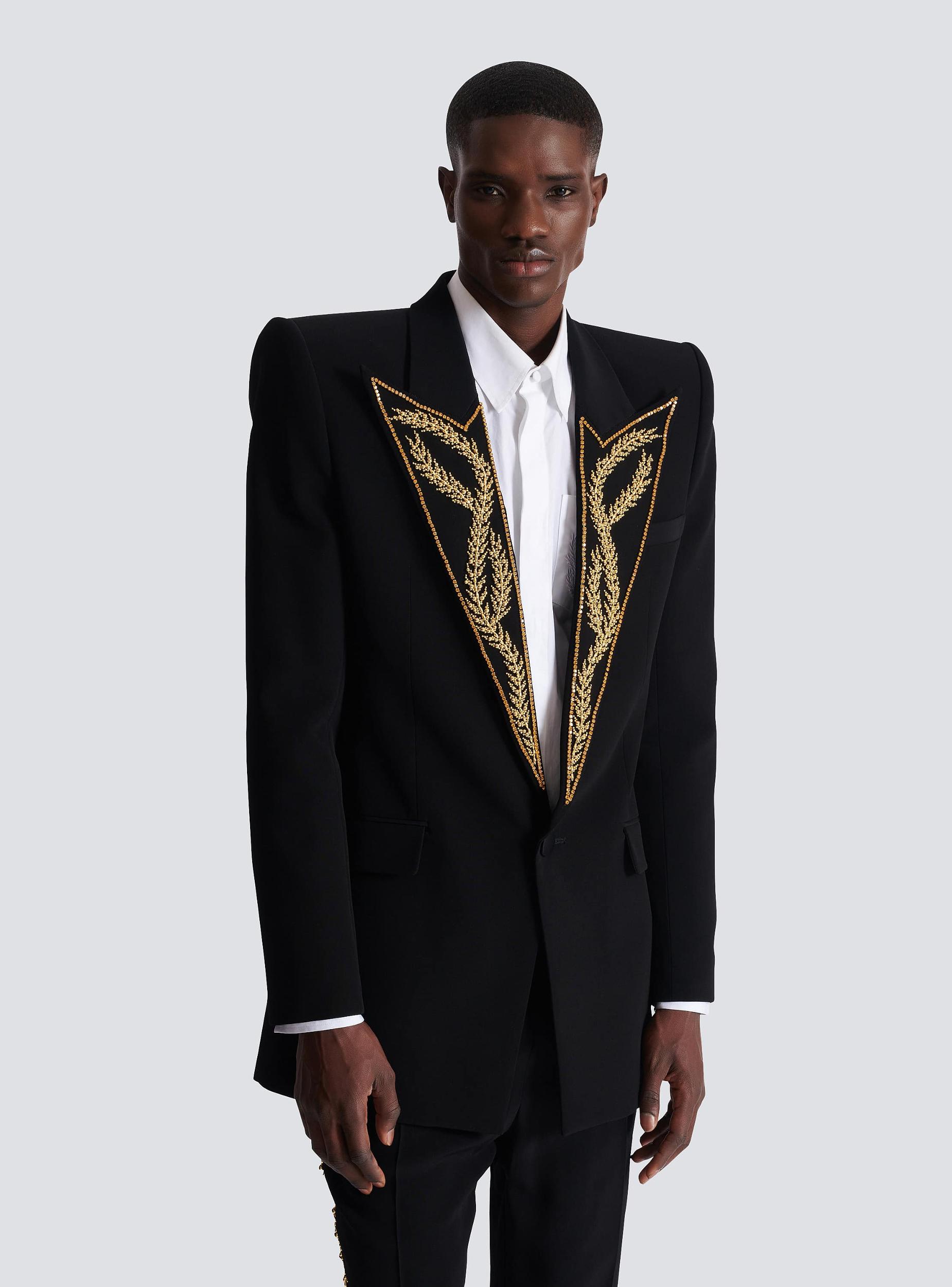 1-button jacket with embroidered collar Product Image