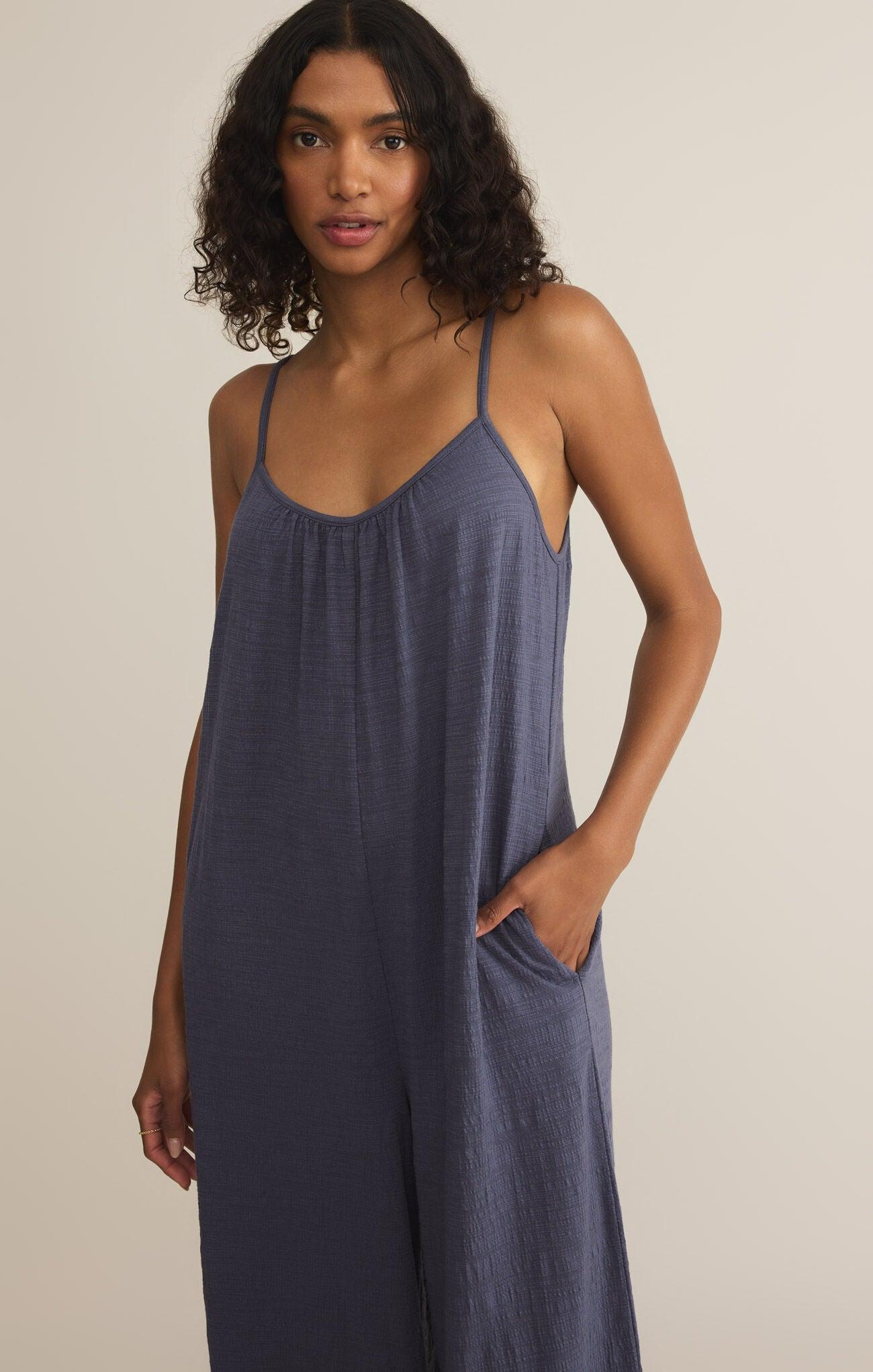 TEXTURED FLARED JUMPSUIT Product Image