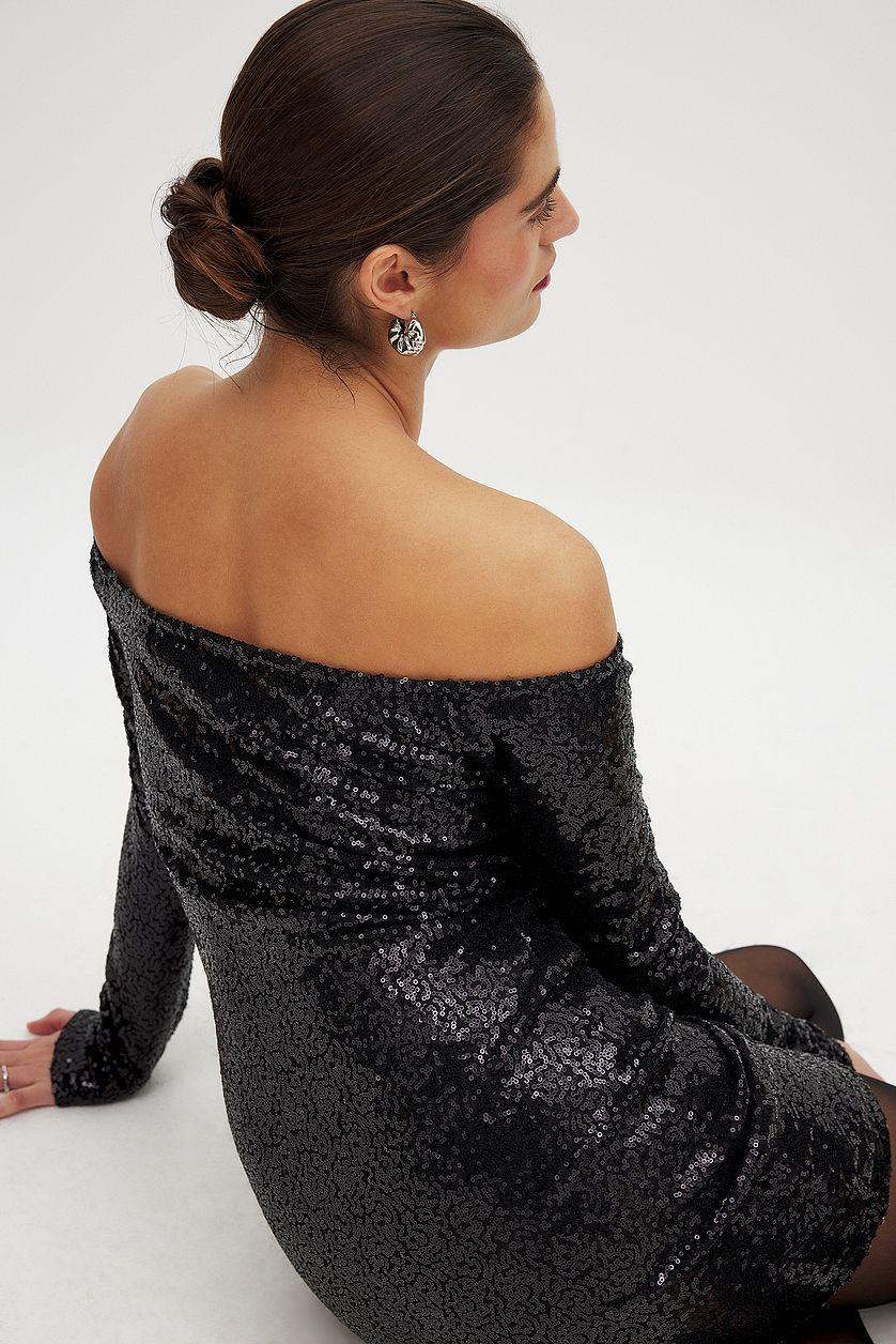 Off Shoulder Sequin Mini Dress Product Image