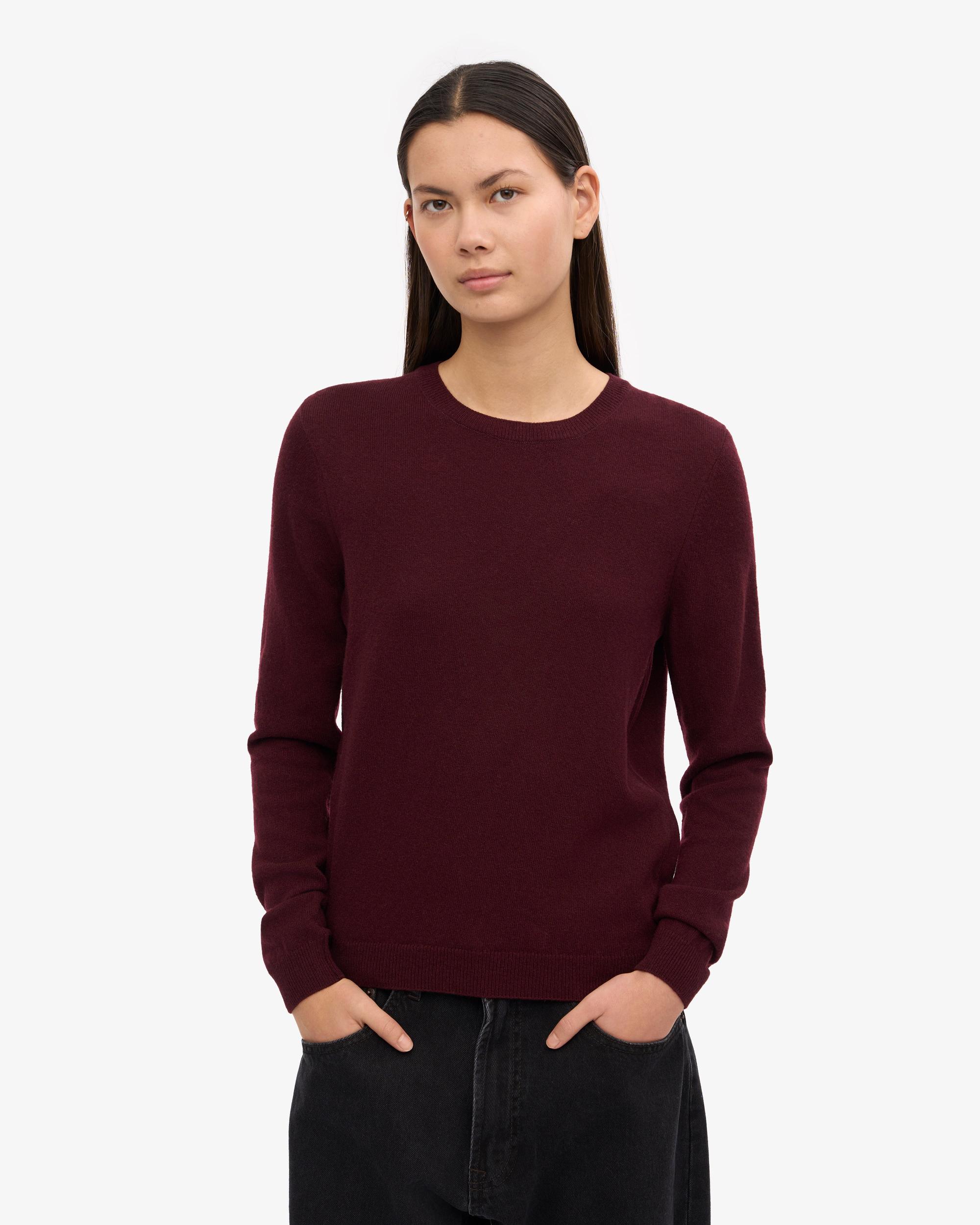 Women Light Merino Wool Crew - Oxblood Red Product Image