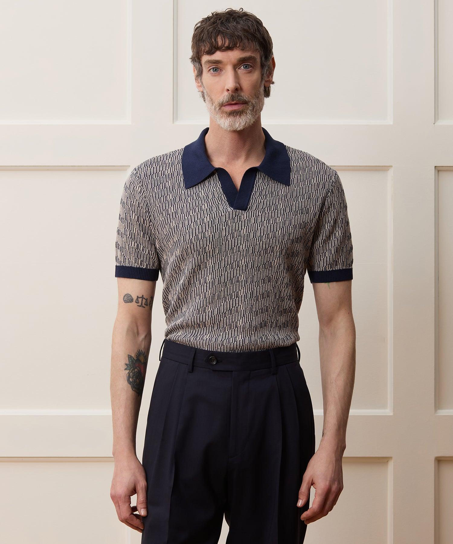 Silk-Cotton Skip-Stitch Montauk Sweater Polo Product Image