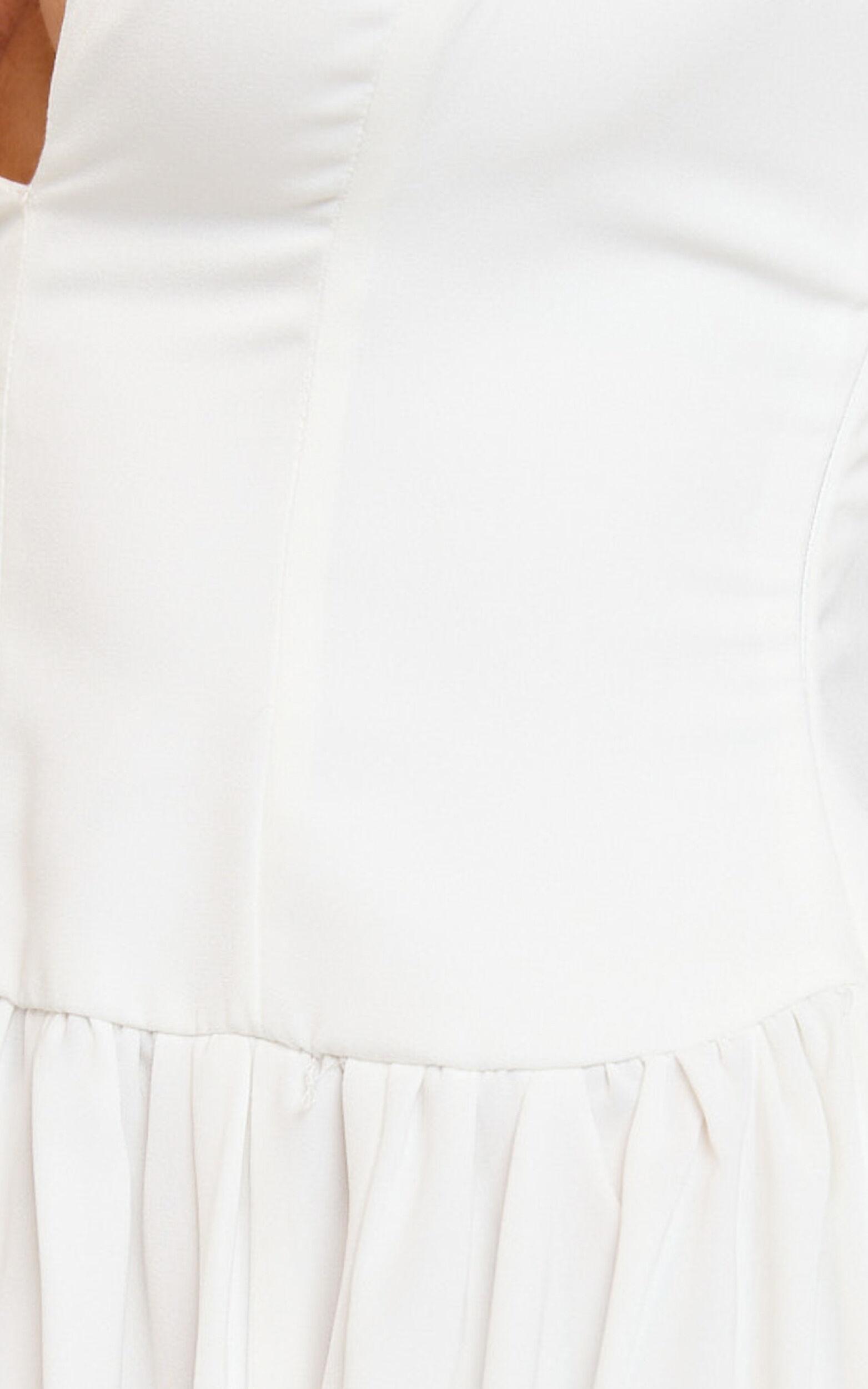 Jamilla Maxi Dress - Plunge Drop Waist High Leg Split Dress in Off White Product Image