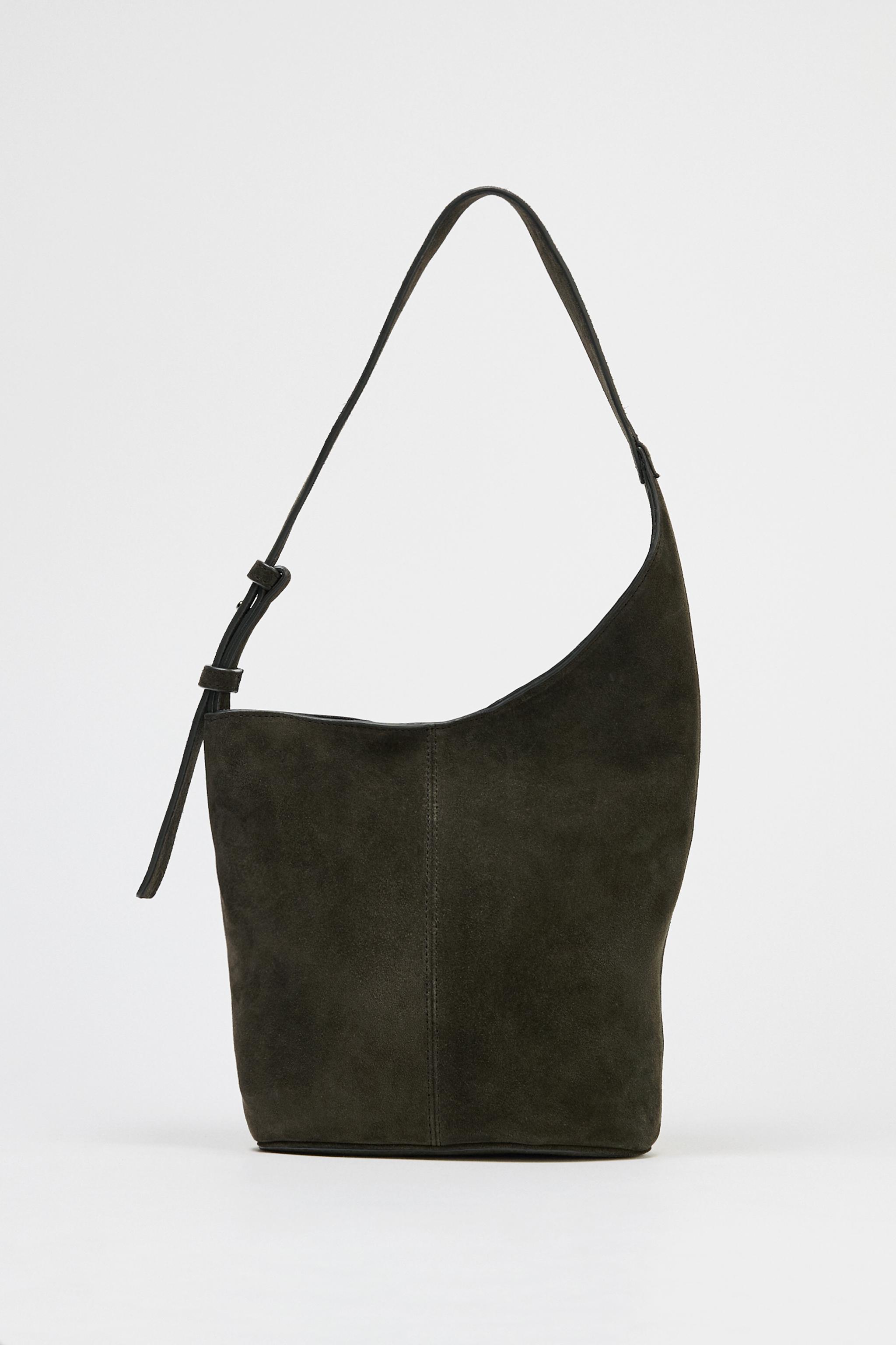 ASYMMETRIC SOFT SUEDE MINI BUCKET BAG Product Image
