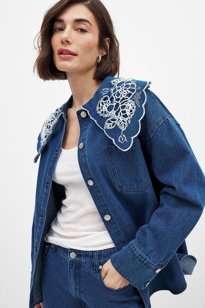 Lace Detail Denim Shirt Product Image