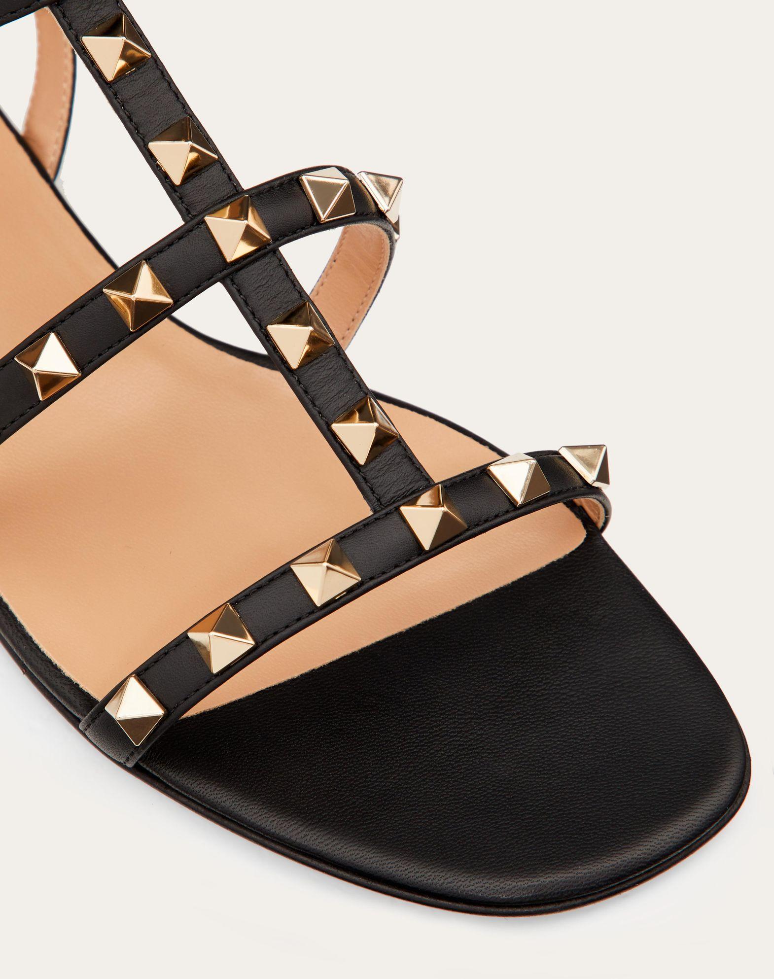 Rockstud Flat Calfskin Sandal With Straps Product Image