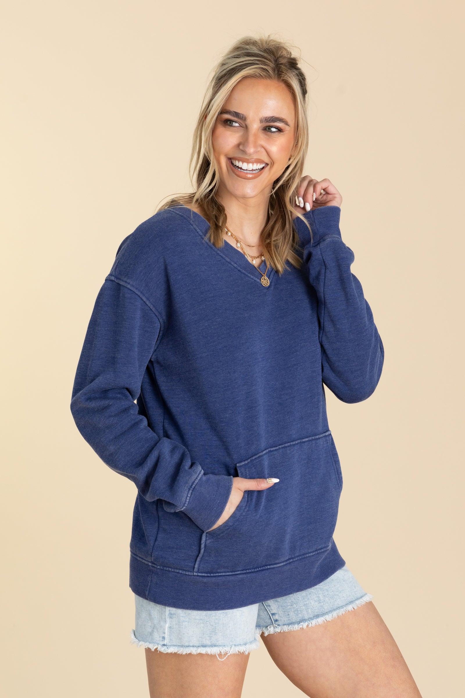 Pigment Dyed Cozy Campfire V-Neck Sweatshirt Product Image