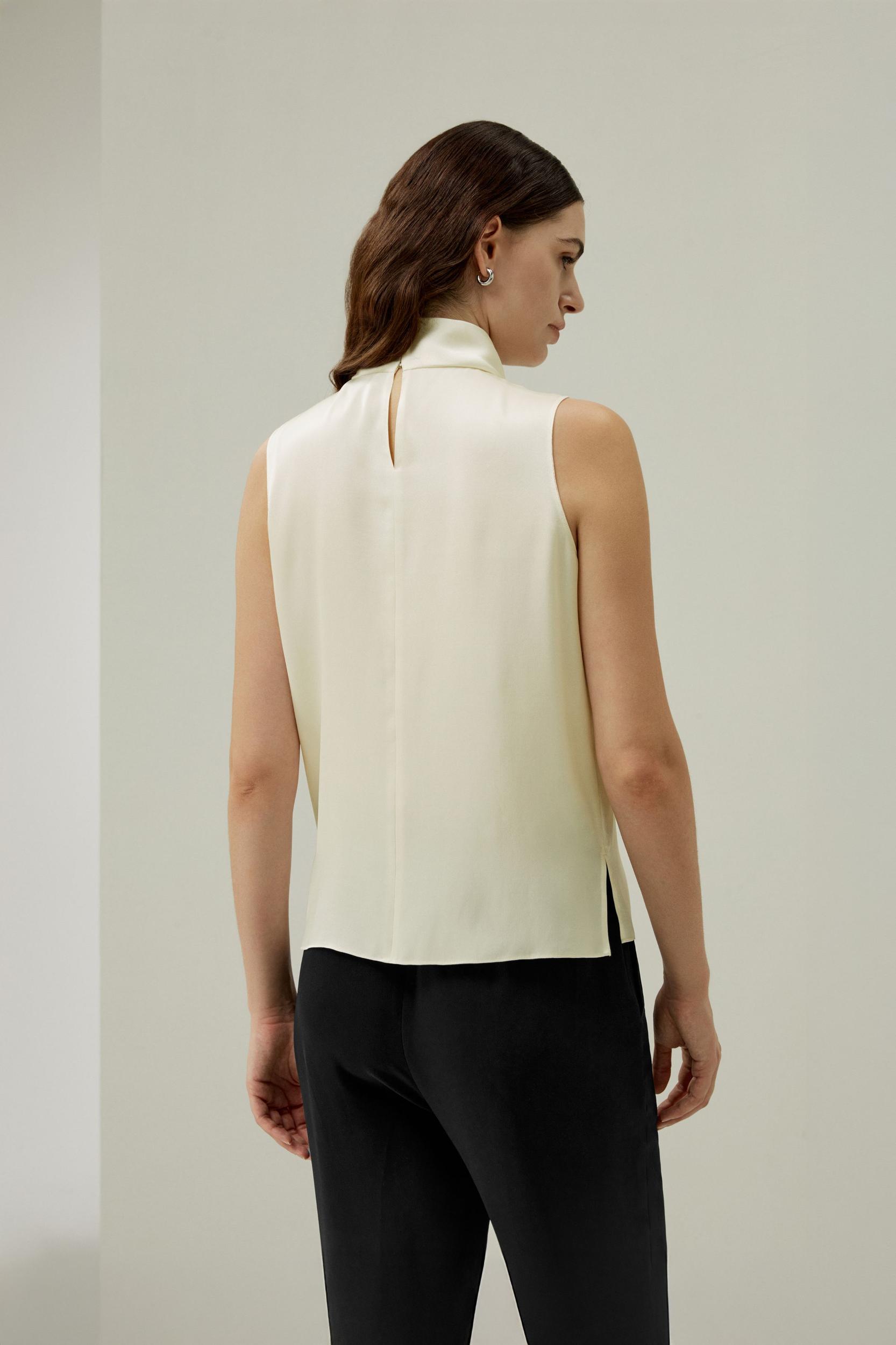 LILYSILK Silk Blouse Women - Dark Olive Mulberry Silk - Elegant Cowl Neck Blouse XS Product Image