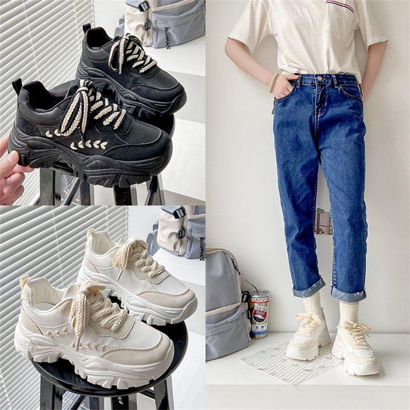 Platform Lace Up Sneakers Product Image