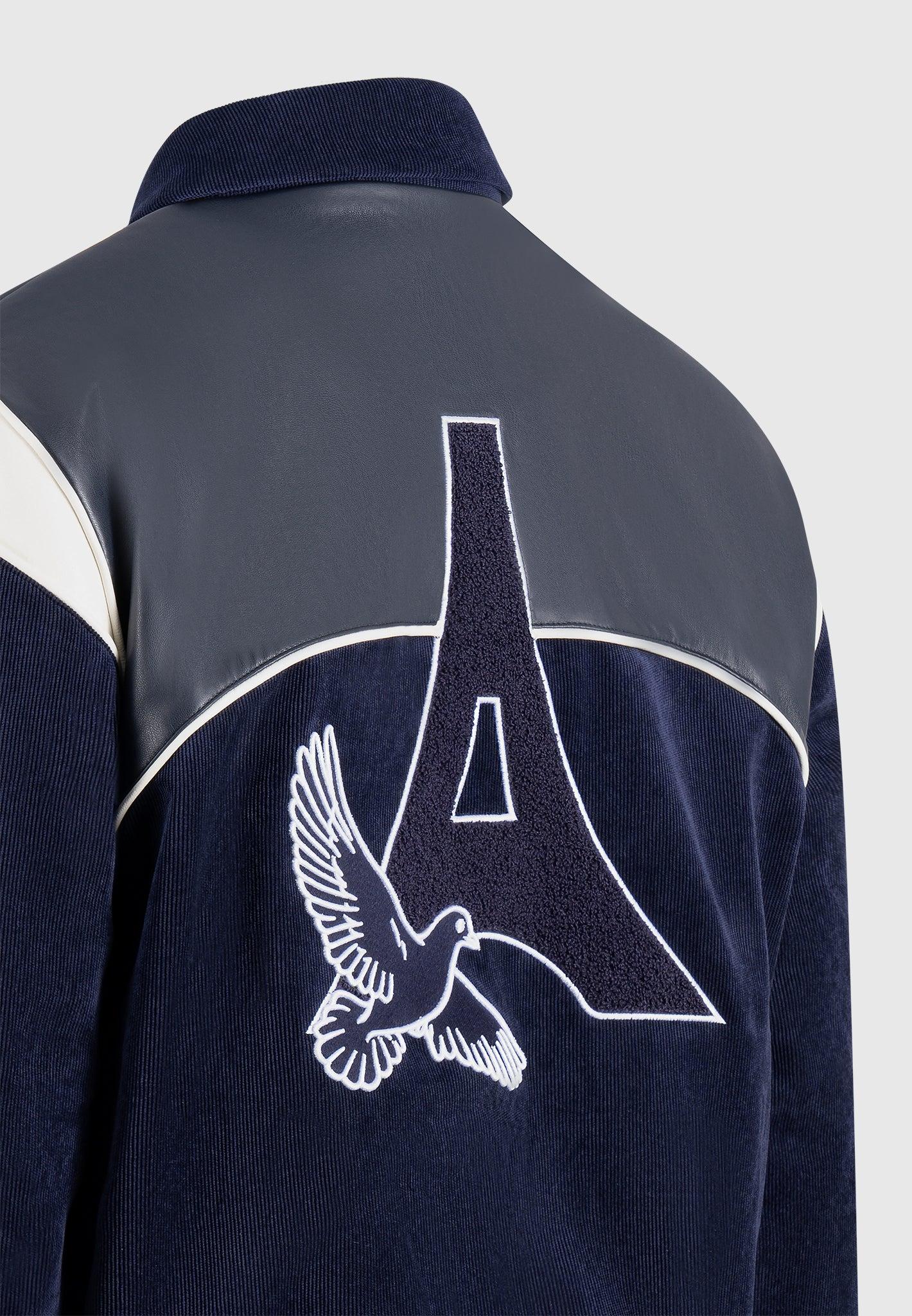 Raglan Corduroy Eiffel Varsity Jacket - Navy Male Product Image