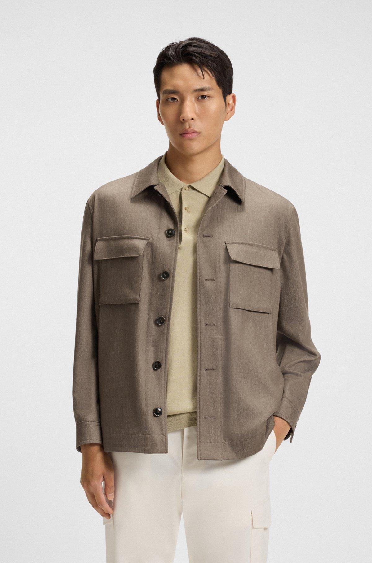 Relaxed-fit overshirt in virgin wool Product Image