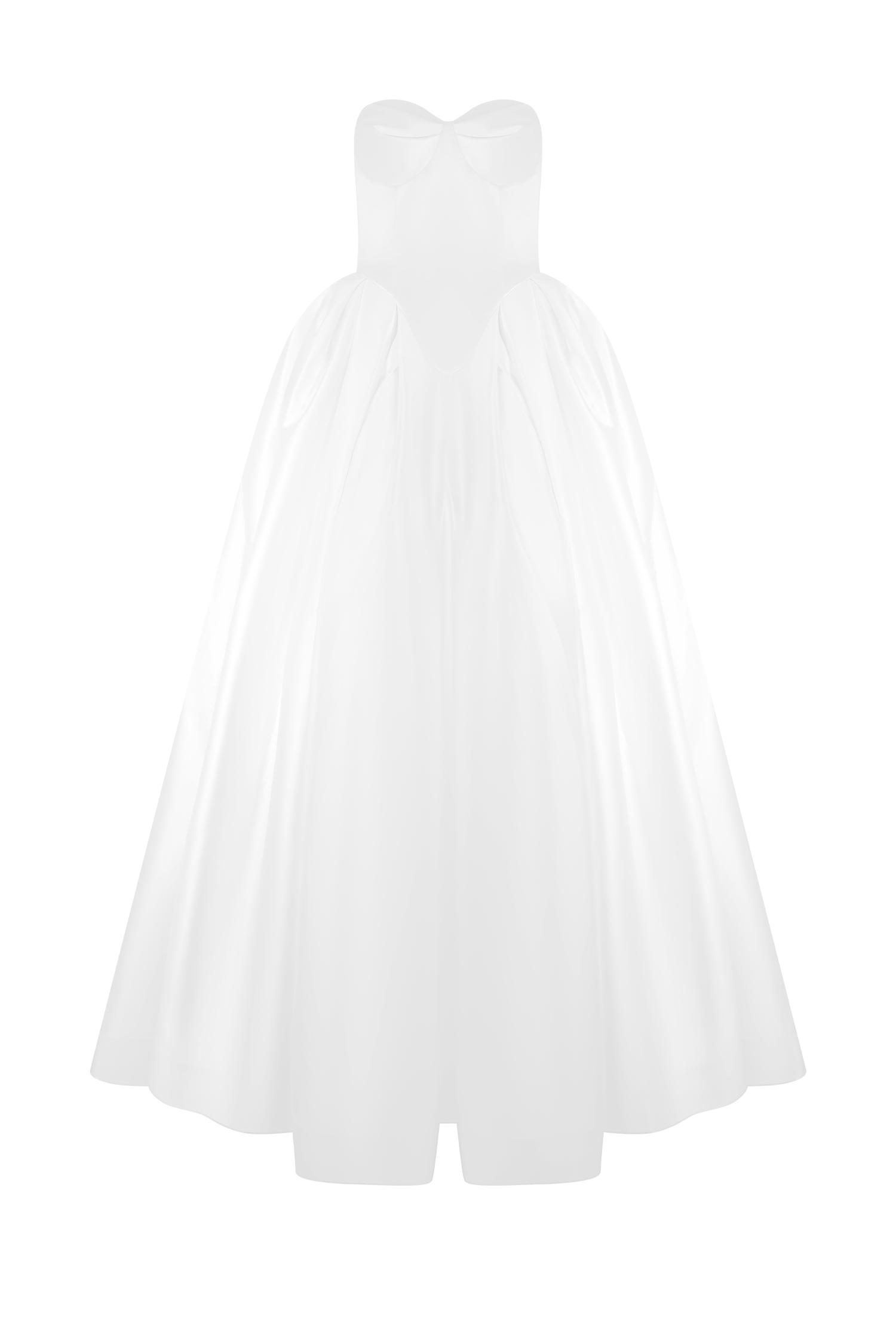 Delphine Satin Strapless Maxi Gown - White Product Image