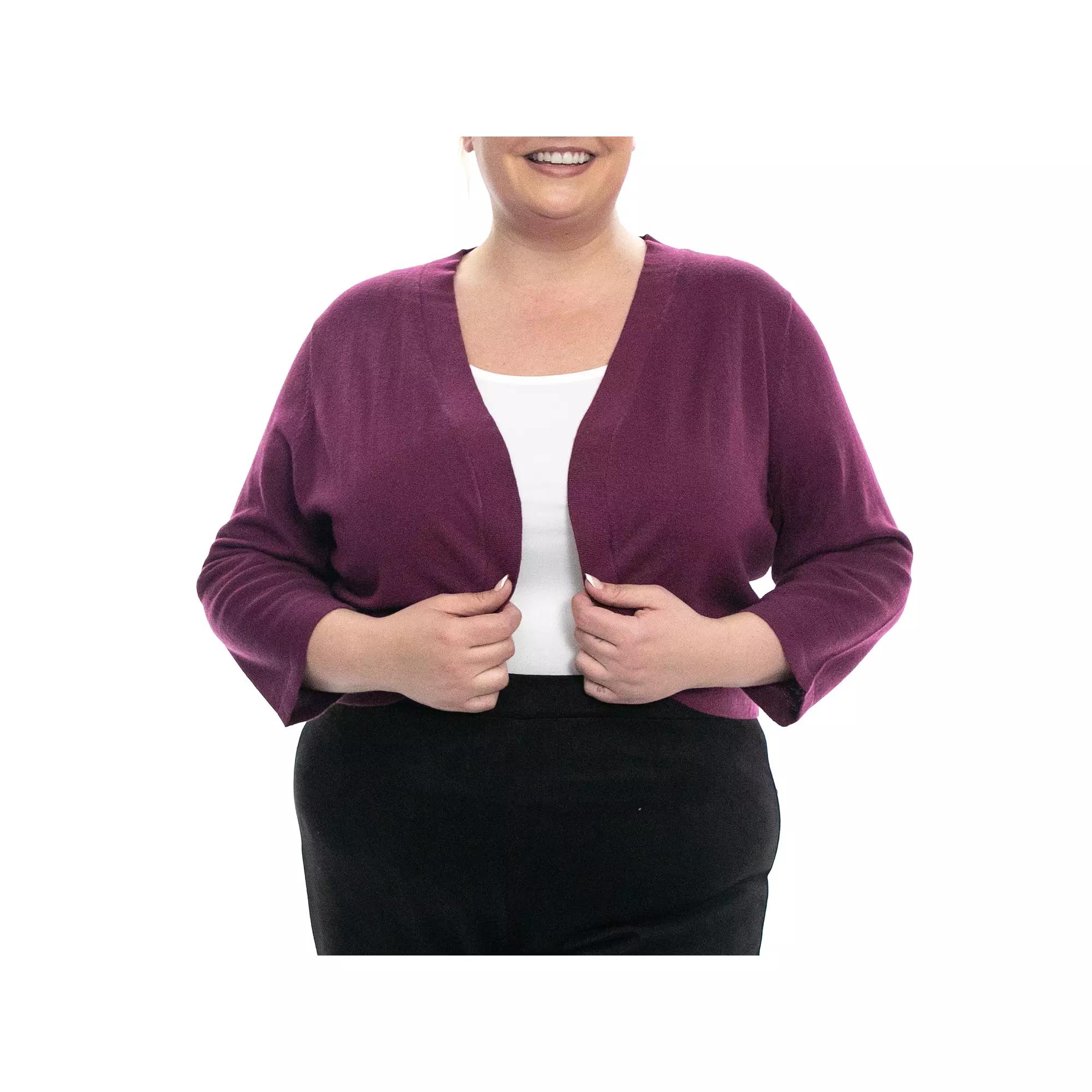 Plus Size Nina Leonard Classic Bolero, Women's, Size: 2XL, Crisp Pink Product Image