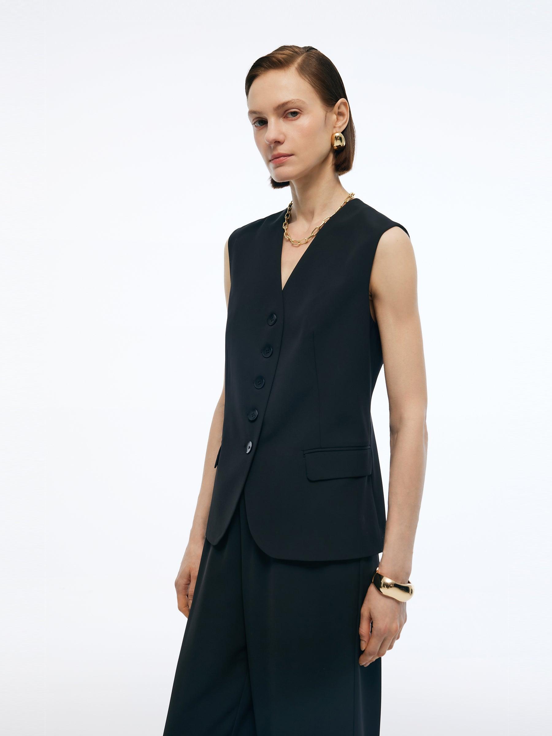 Stretch V-Neck Women Single-Breasted Vest Product Image