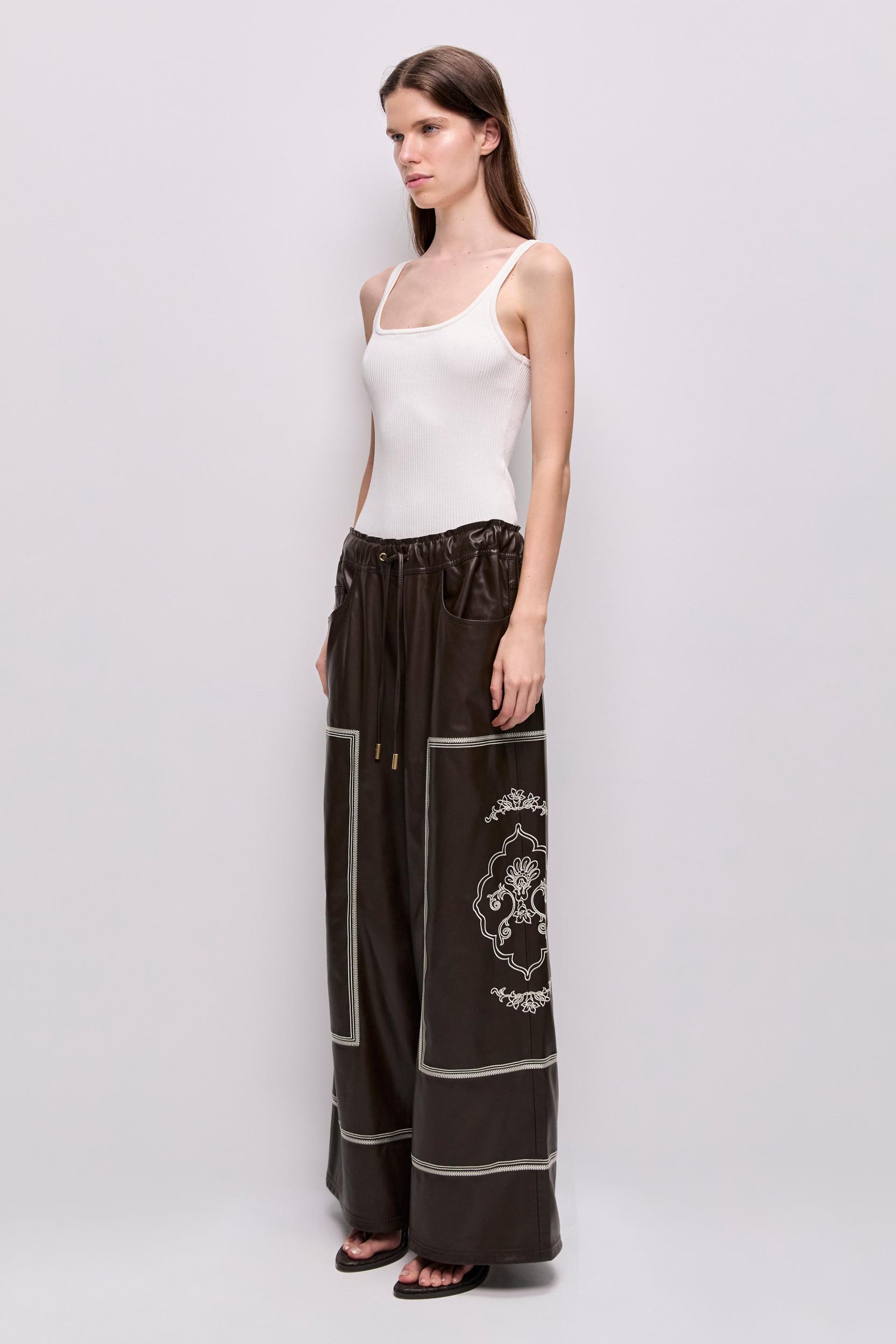 Lotus Vegan Leather Shirt-DARK CHOCOLATE / 4 Product Image