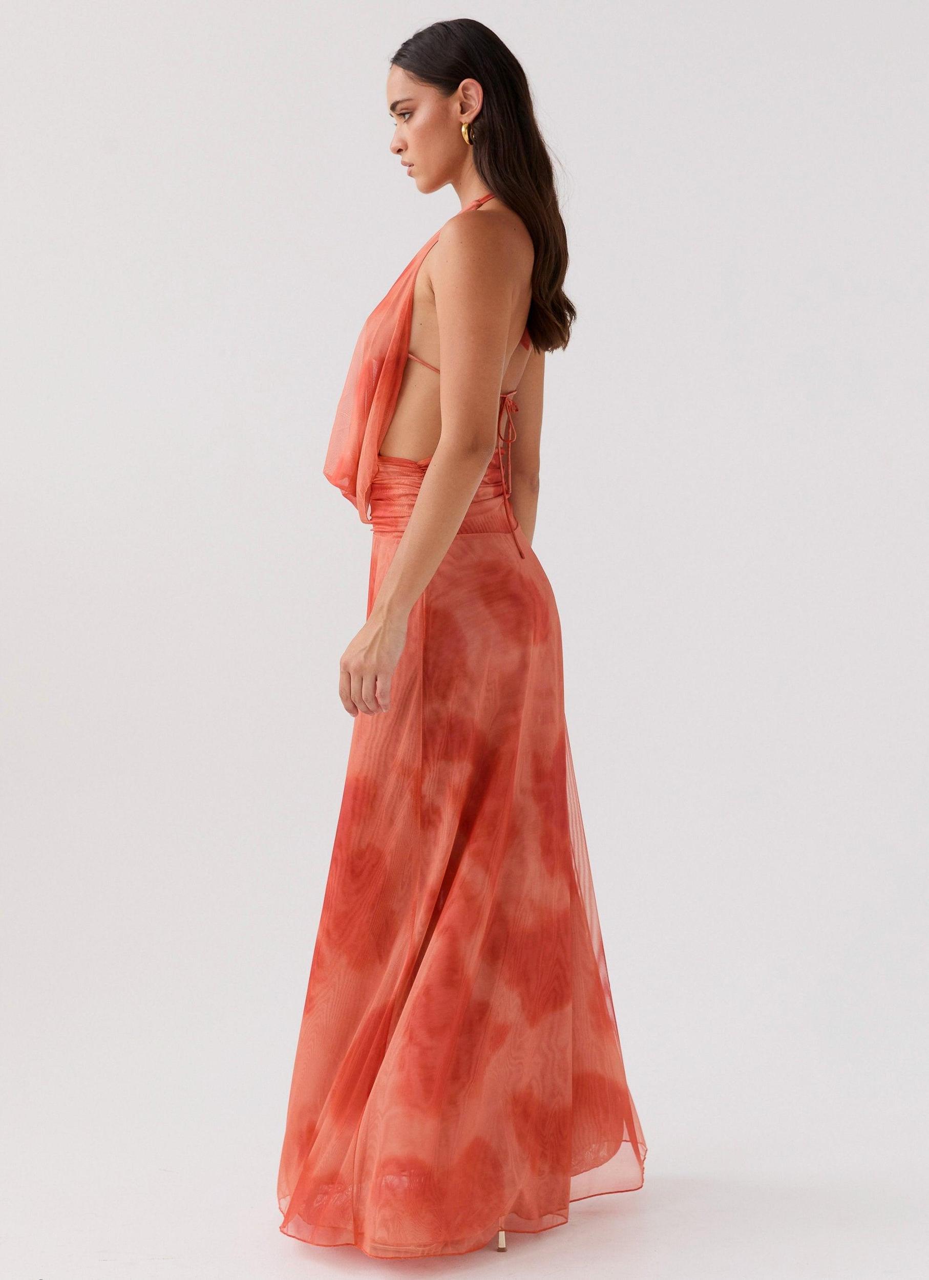 Elysia Chiffon Maxi Dress - Fiery Fusion Product Image