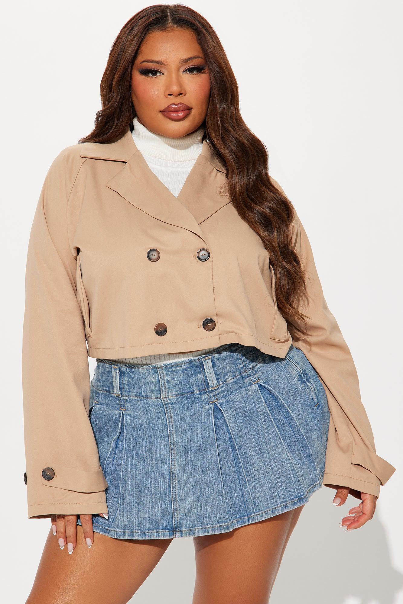 Rainy Days Cropped Trench - Khaki Female Product Image