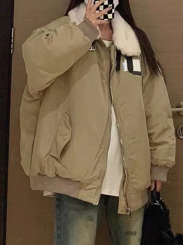 Vintage Fuzzy Collar Zip Up Jacket Product Image