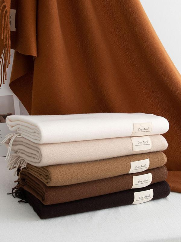 Keep Warm Solid Color Tasseled Shawl&Scarf Product Image