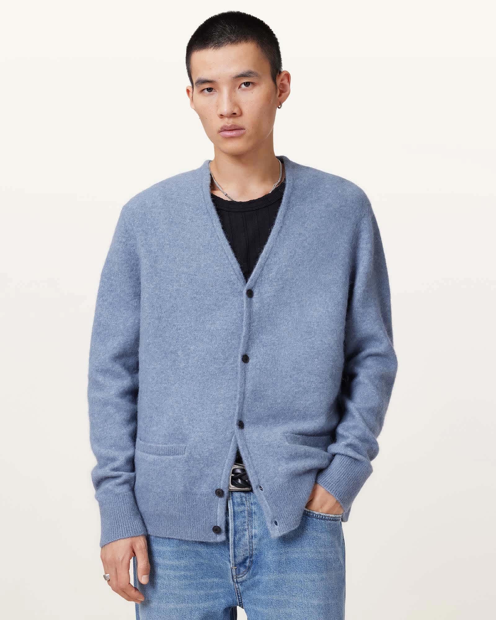 Renn Wool Blend Cardigan DAMSON BLUE | ALLSAINTS US Product Image