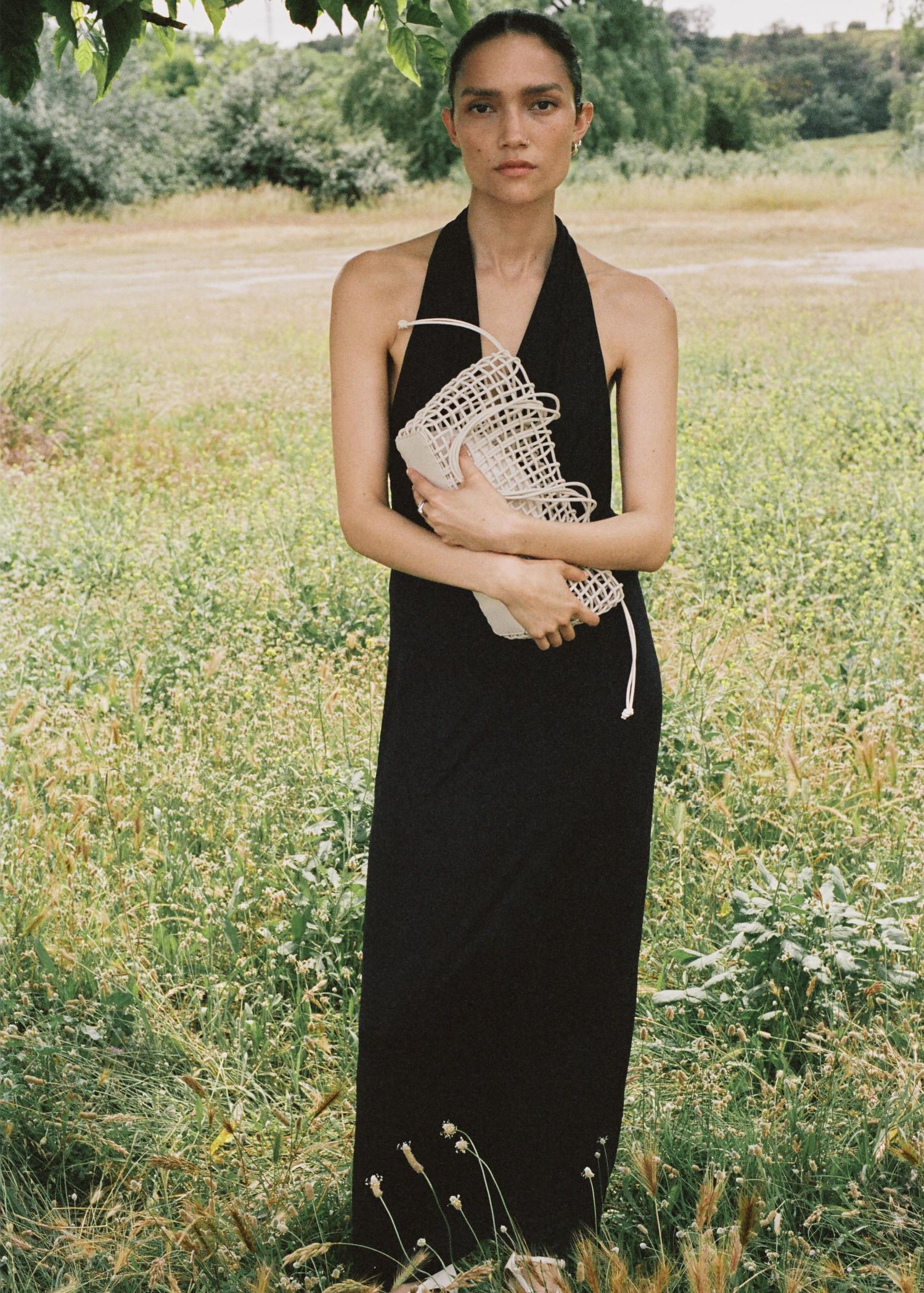 Draped open-back dress - Women | MANGO USA Product Image