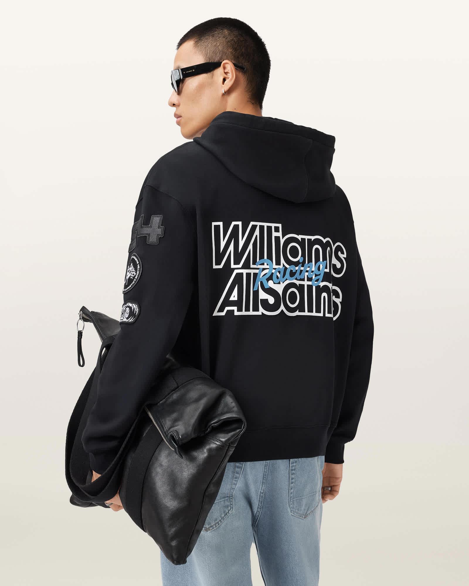 Williams X AllSaints Apex Zip Sweatshirt Jet Black | ALLSAINTS US Product Image