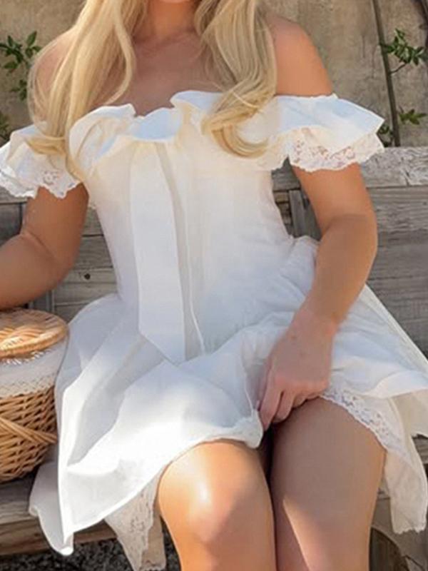 French Romantic Holiday Style Mini Dress Product Image