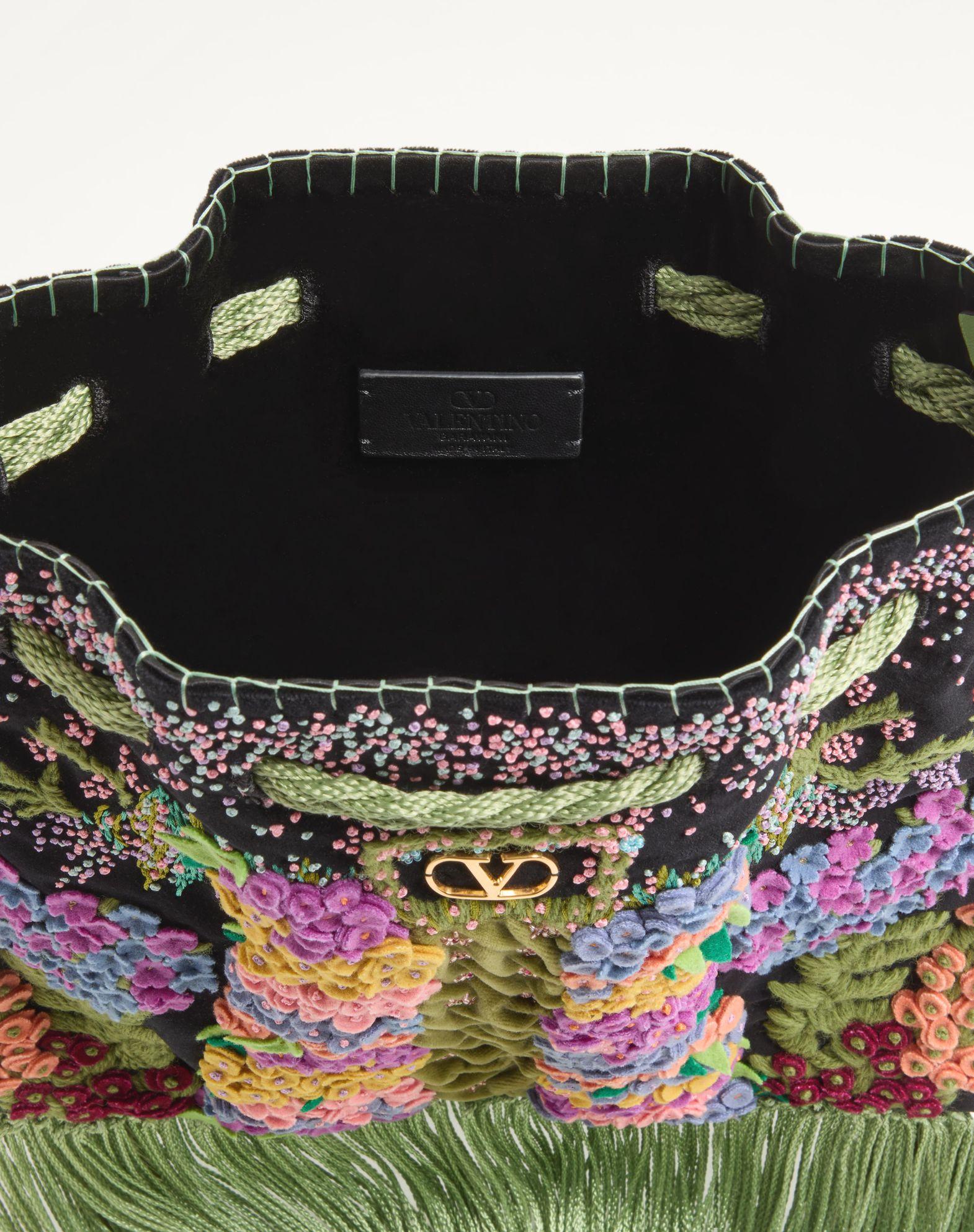 Valentino Garavani Nellcôte Alice Embroidered Bag With Fringes Product Image