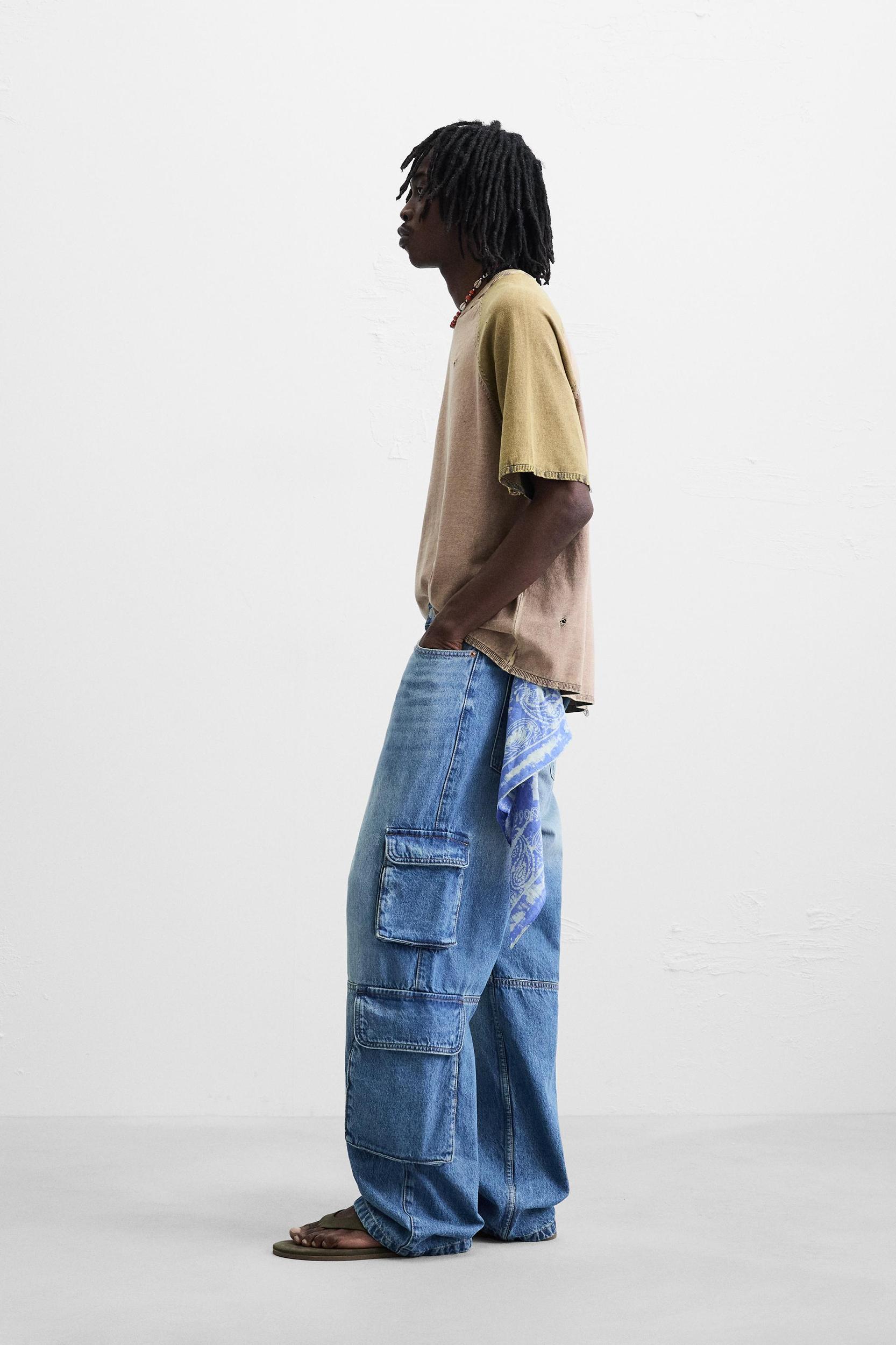 WASHED COLOR BLOCK KNIT T-SHIRT Product Image