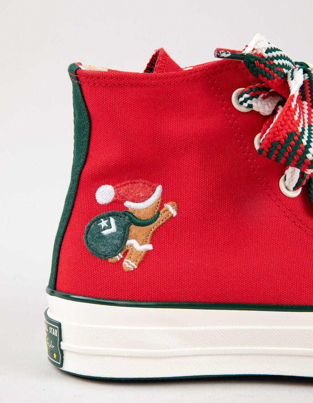 CONVERSE Chuck 70 Christmas High Top Womens Shoes - GREEN Product Image