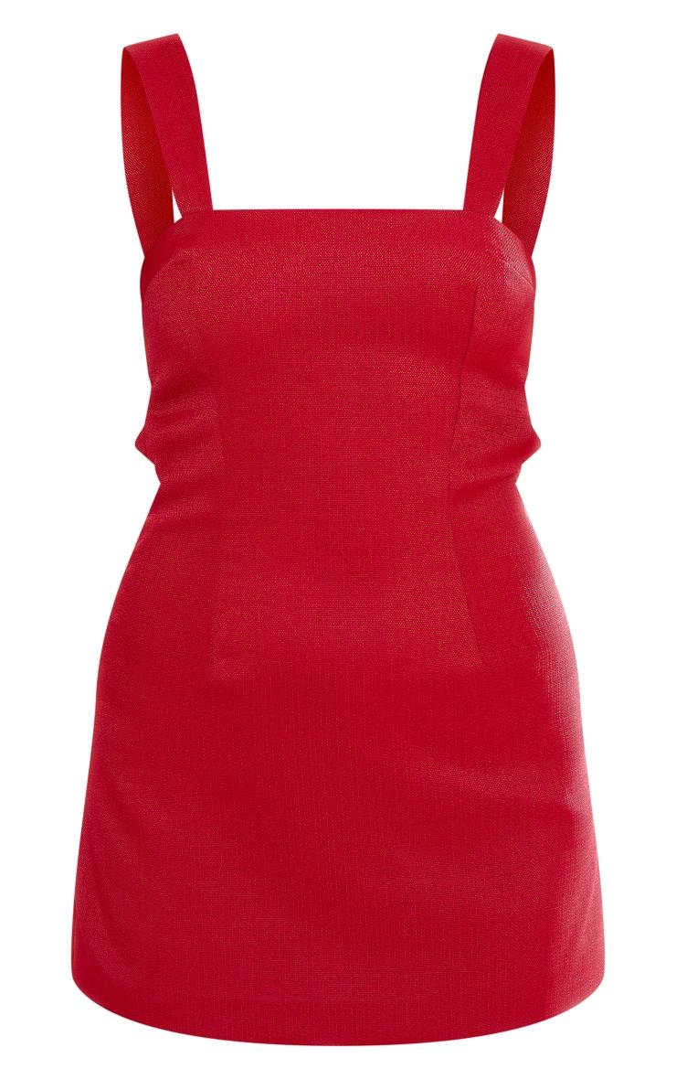 Red Twill Cut Out Bow Shift Dress Product Image