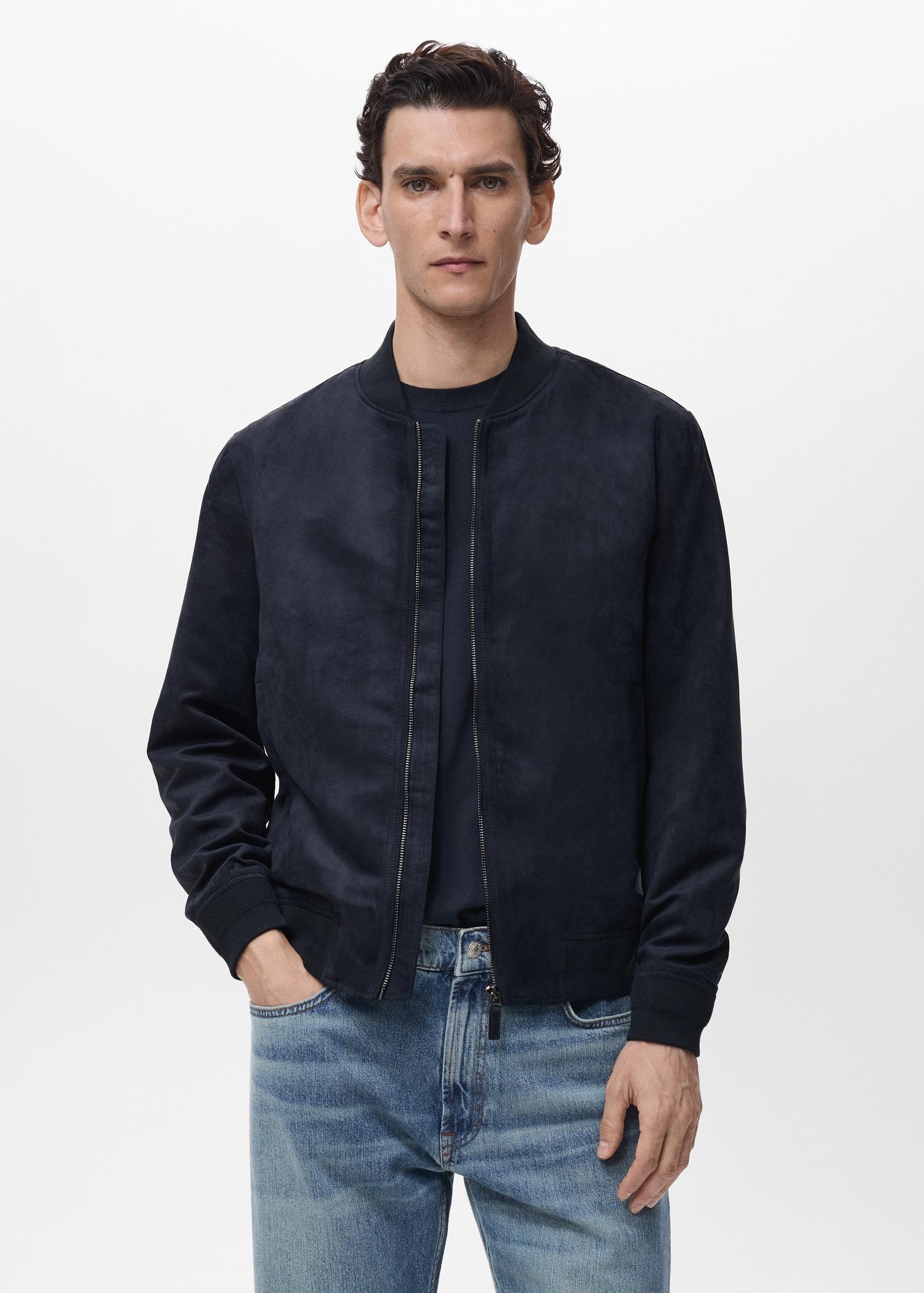 Suede-effect bomber jacket - Men | MANGO USA Product Image