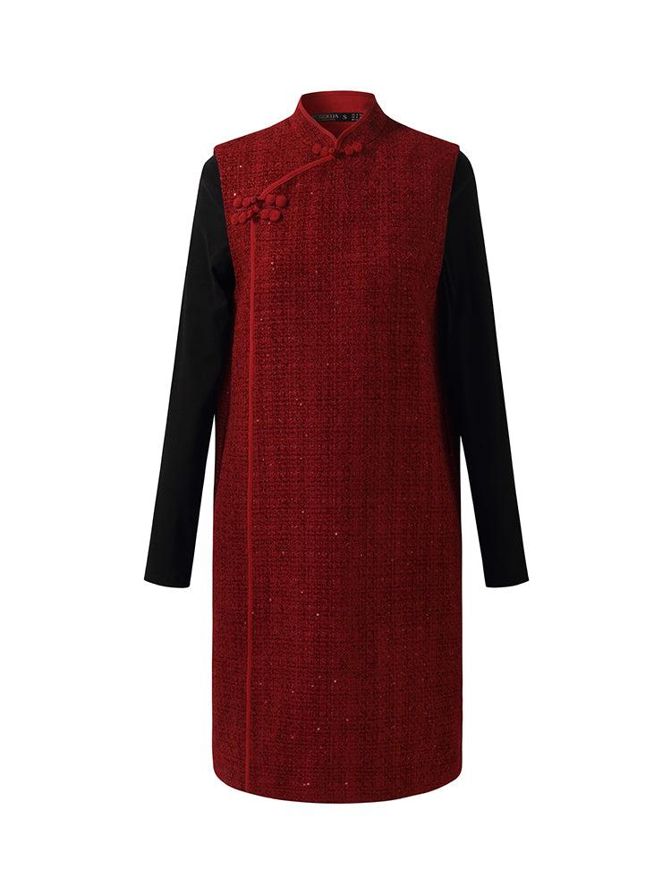 Wool Blend Mini Dress And Knit Top Two-Piece Set Product Image