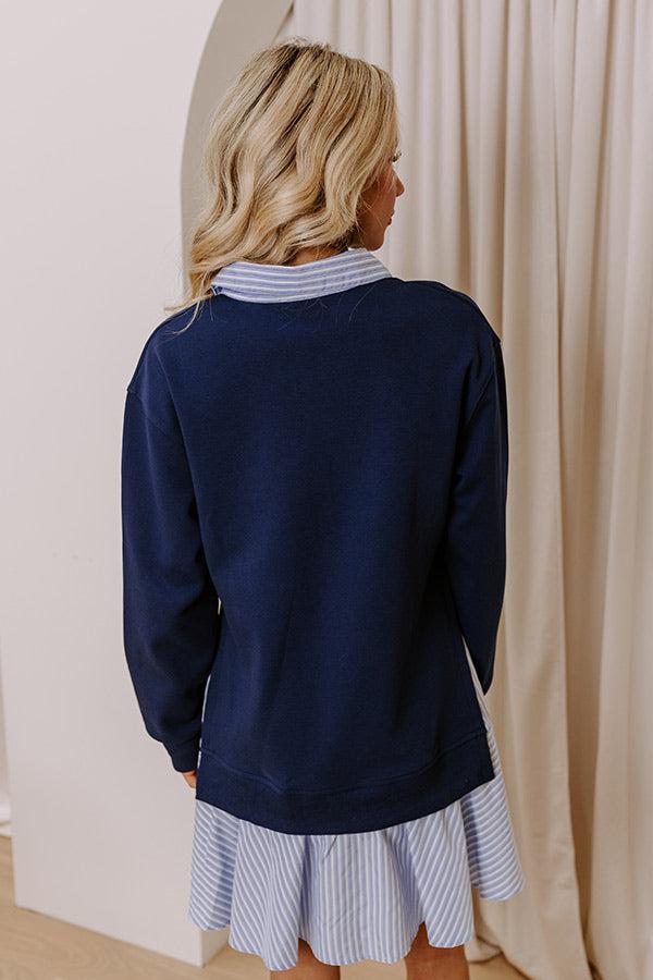 Preppy Charm Stripe Mini Dress in Navy Product Image