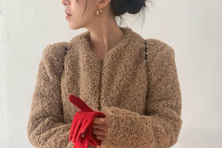 Round Neck Fleece Coat Product Image