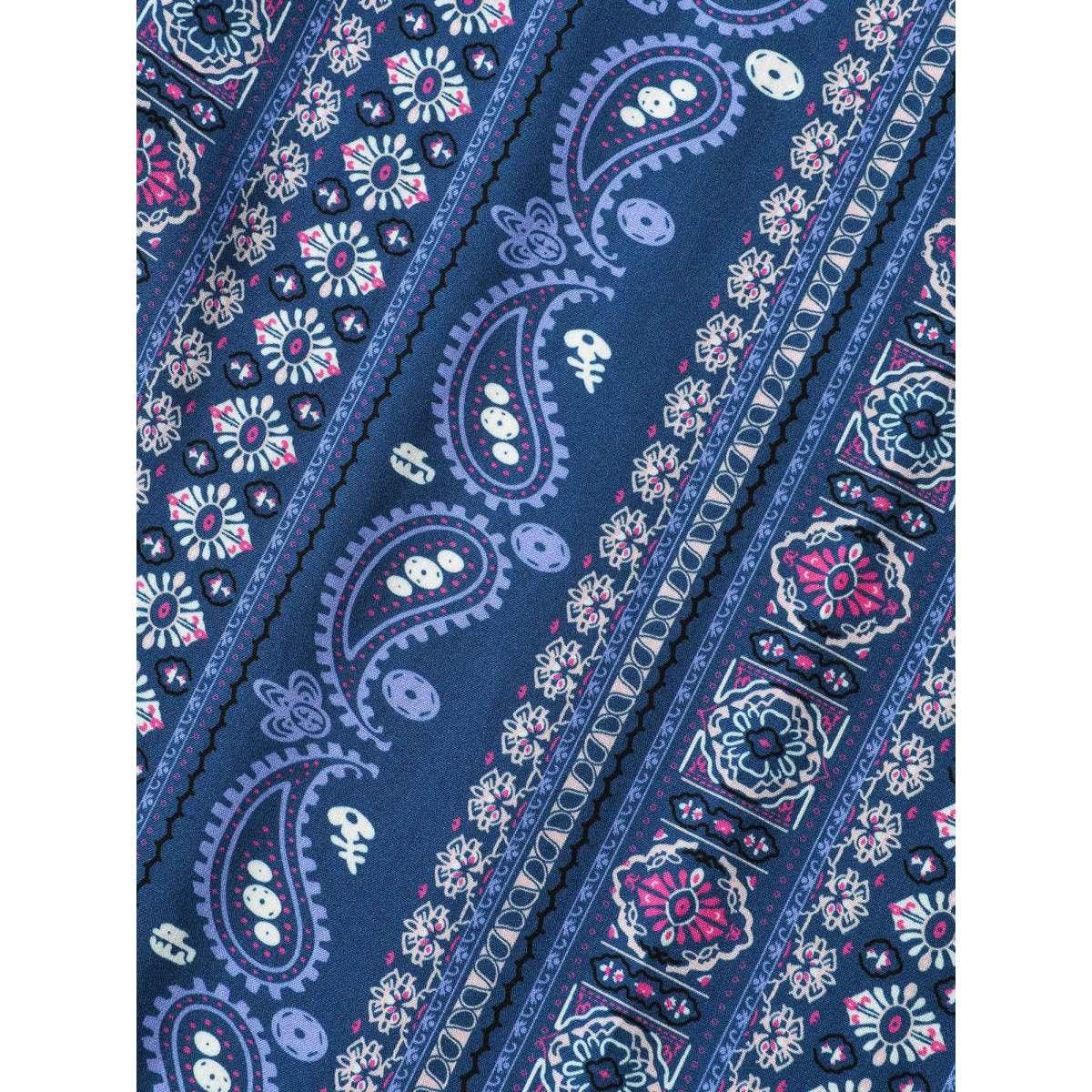 Plus Size Boho Stripes High Waisted Midi Dress DarkBlue Women Boho V-neck Sleeveless Curvy BloomChic 18-20/2X Product Image