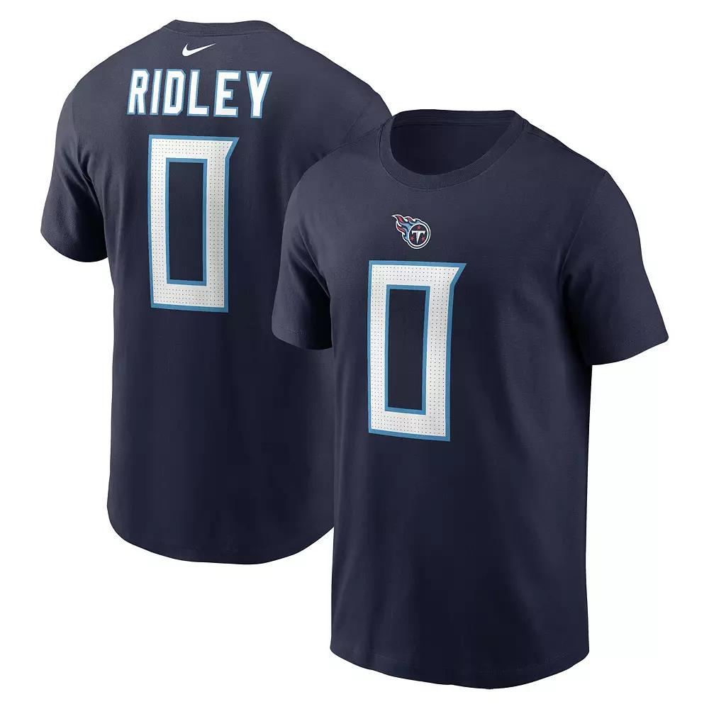 Men's Nike Calvin Ridley Navy Tennessee Titans Player Name & Number T-Shirt, Size: Small, Blue Product Image