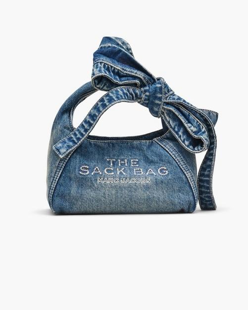 The Bow Denim Mini Sack Bag Product Image