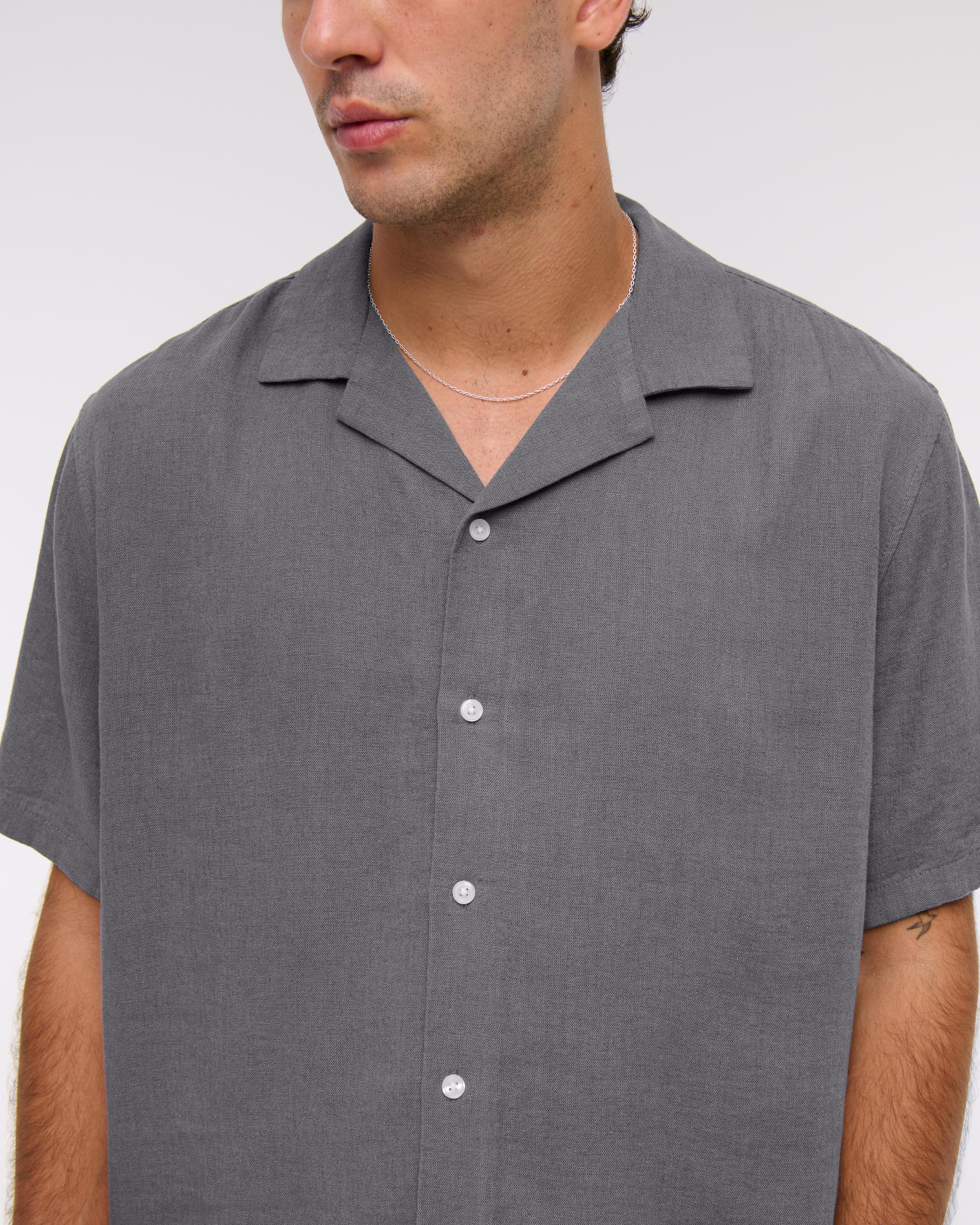 Camp Collar Summer Linen-Blend Shirt Product Image