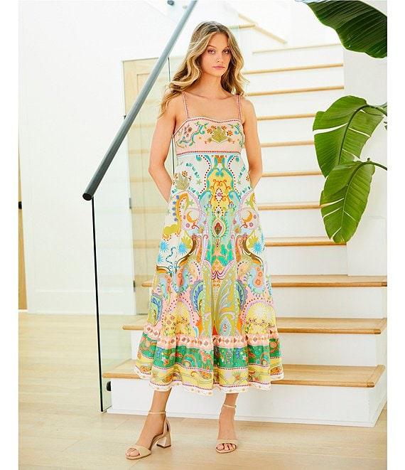 Antonio Melani Anne Printed Square Neck Sleeveless A-Line Dress Product Image