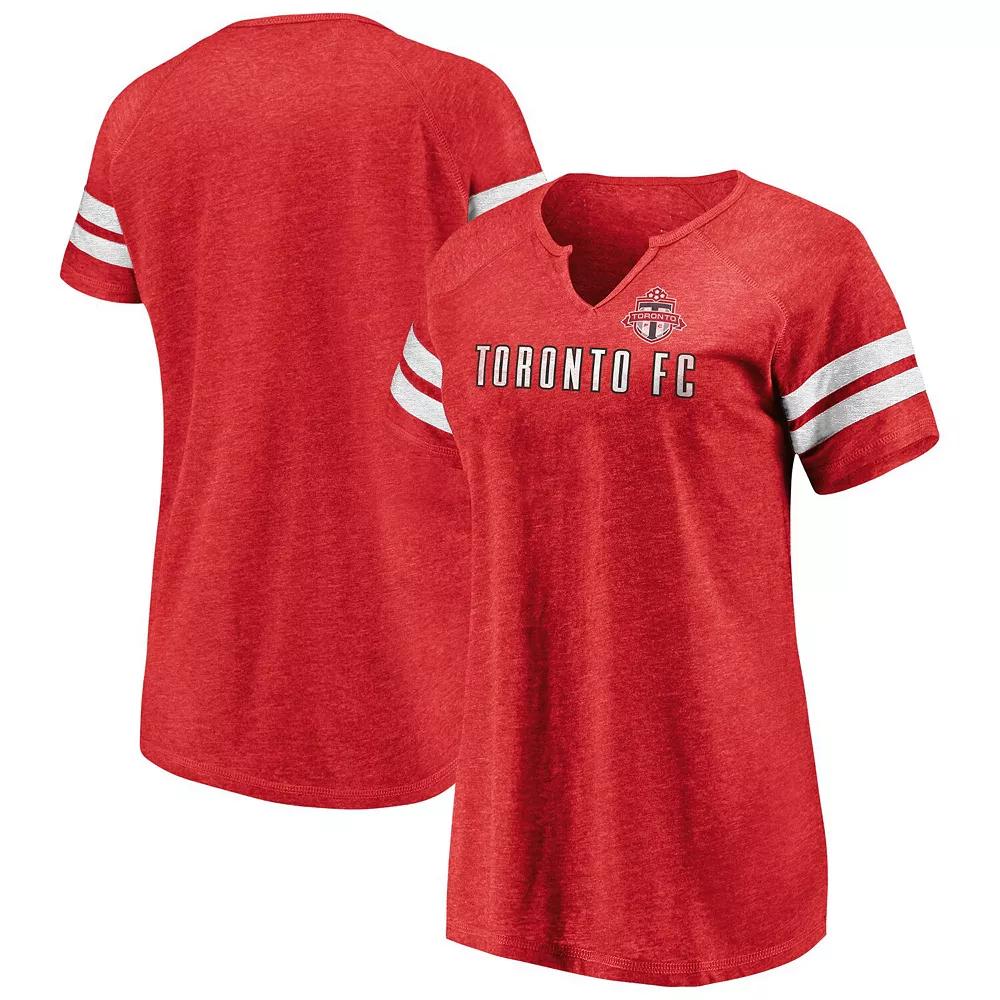 Women's Fanatics Branded Red Toronto FC True Classics Full Force Raglan Tri-Blend Notch Neck T-Shirt, Size: Medium, Tfc Red Product Image