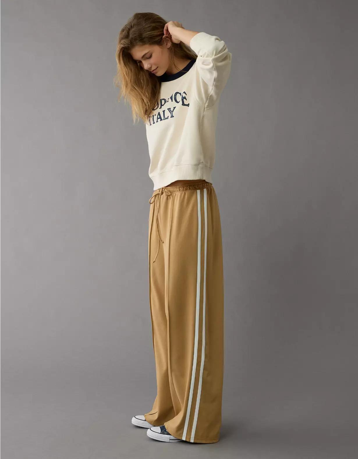 AE Stretch High-Waisted Wide-Leg Track Pant Product Image