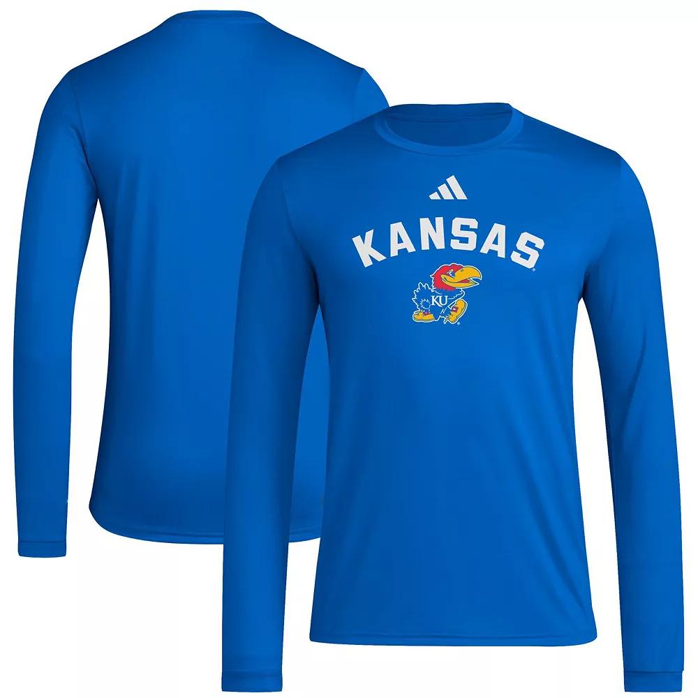 Men's adidas  Royal Kansas Jayhawks Alternate Pre-Game Hook AEROREADY Long Sleeve T-Shirt, Size: 3XL, Blue Product Image