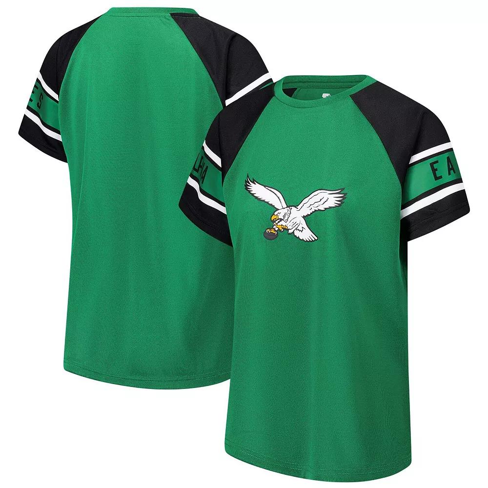 Women's Starter Kelly Green Philadelphia Eagles 1st Rounder Color Block Raglan Top, Size: XL Product Image